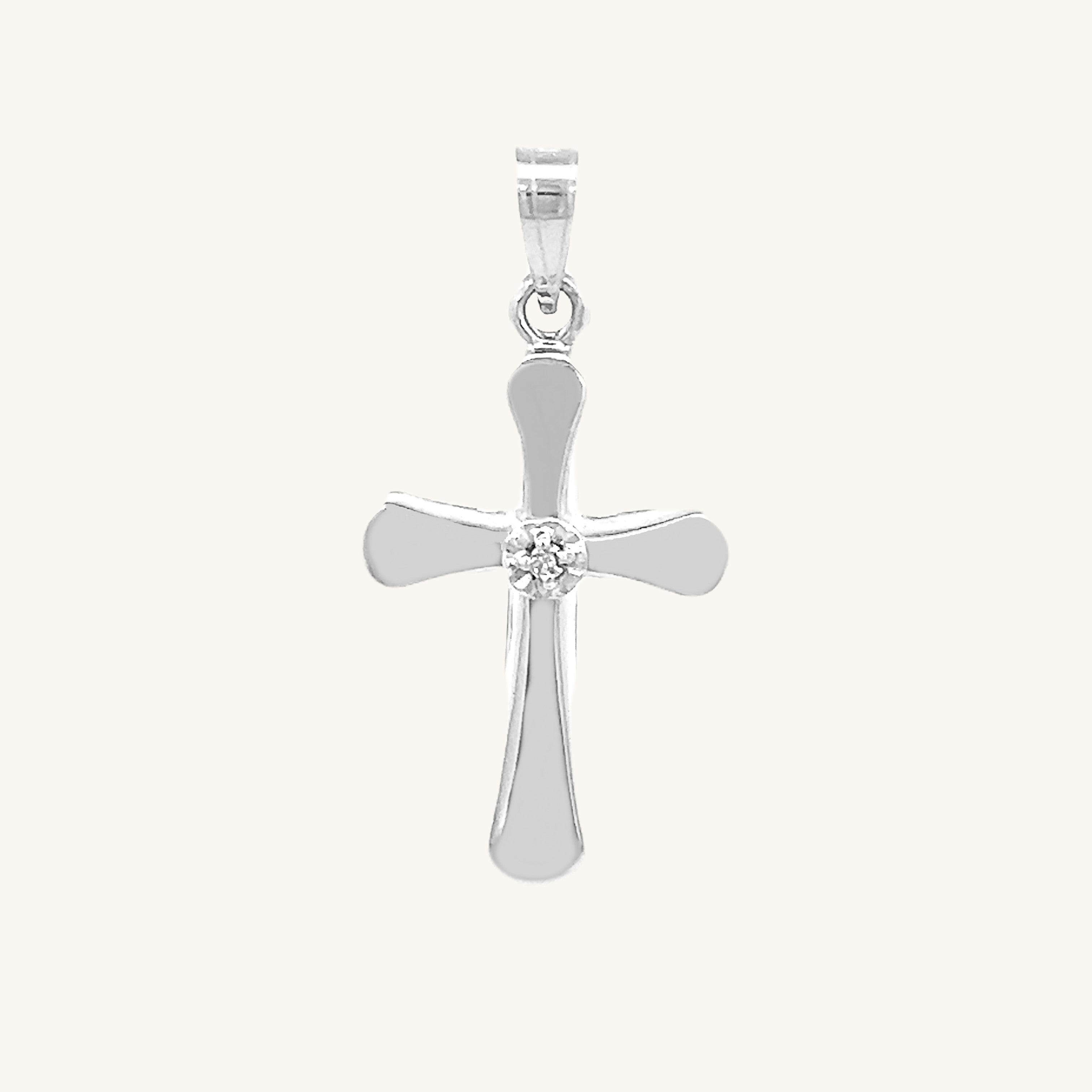 14K White Gold Diamond Cross M