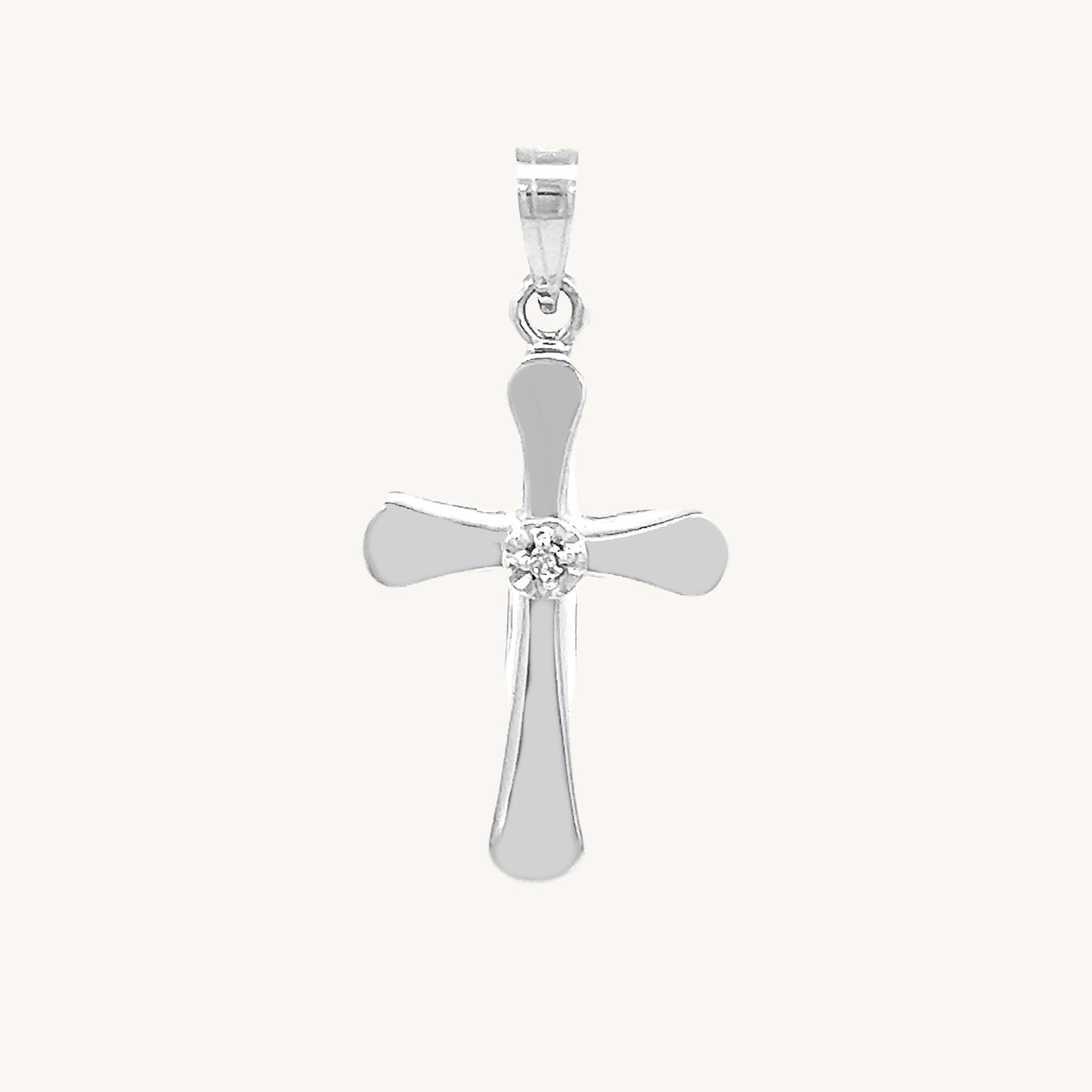 14K White Gold Diamond Cross M