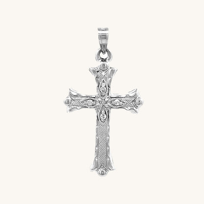14K White Gold 5 Diamond Cross M