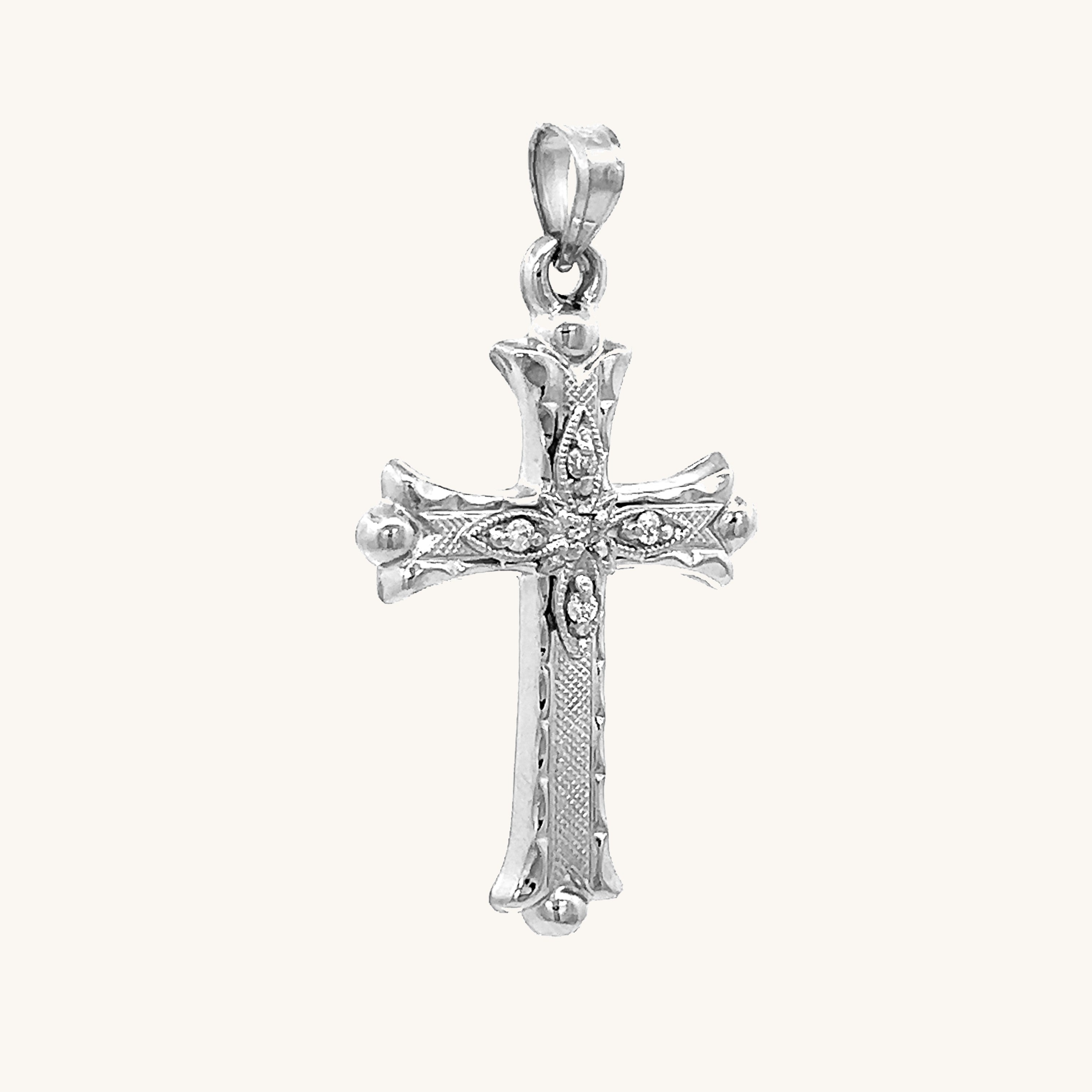 14K White Gold 5 Diamond Cross M