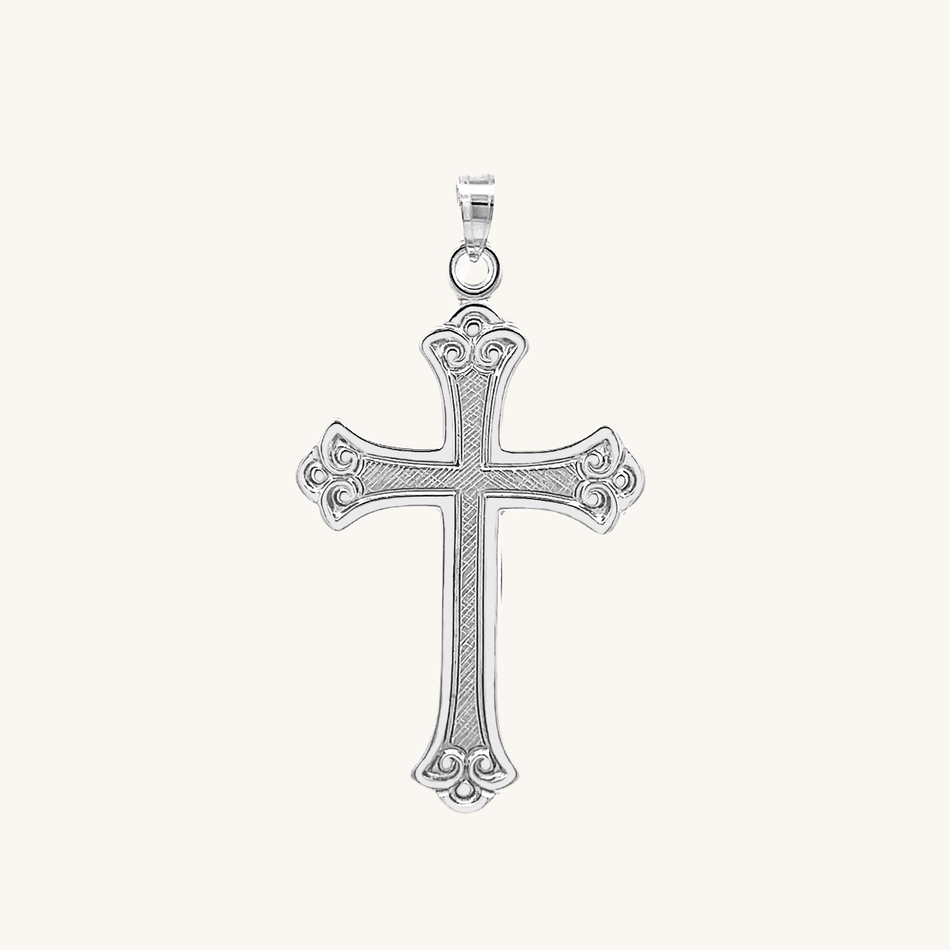 14K White Gold Cross M