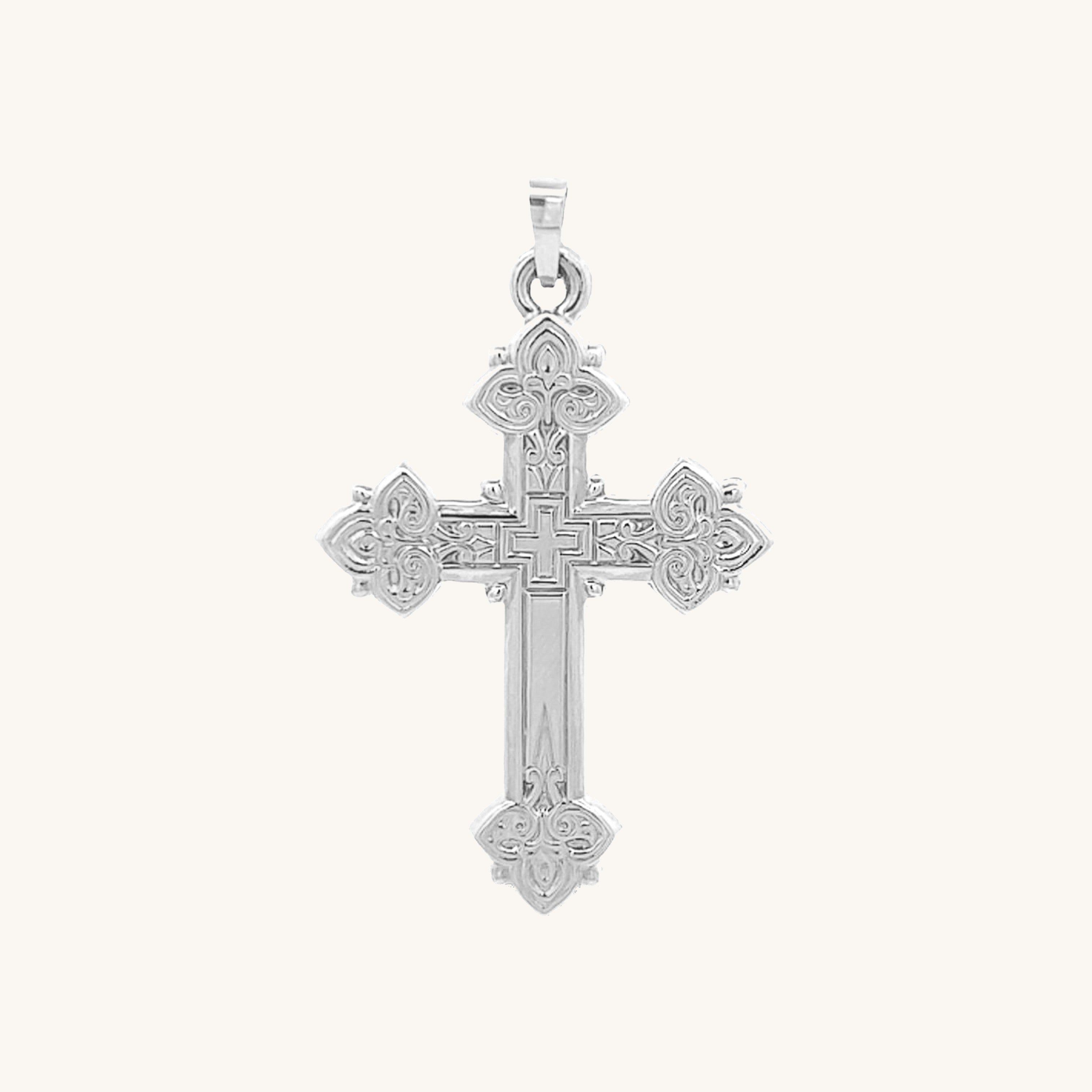 14K White Gold Cross M