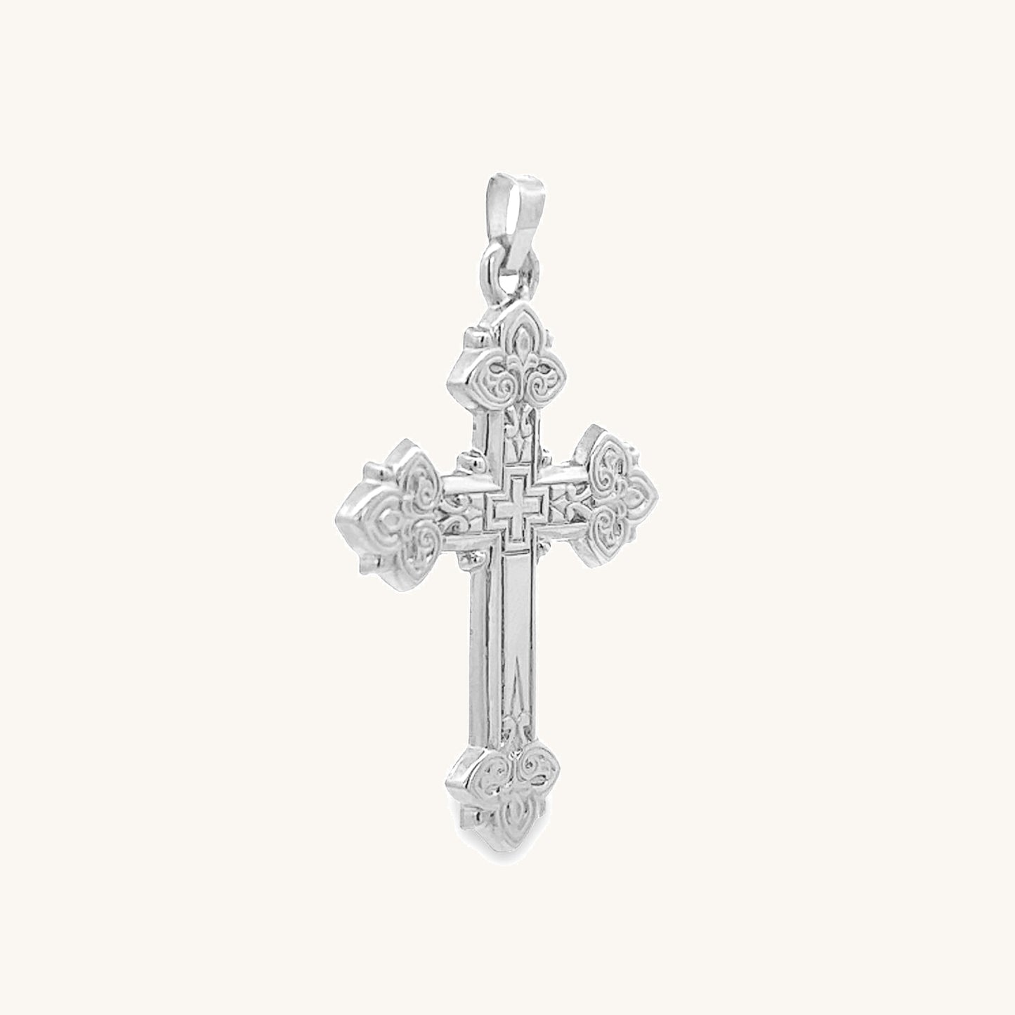 14K White Gold Cross M