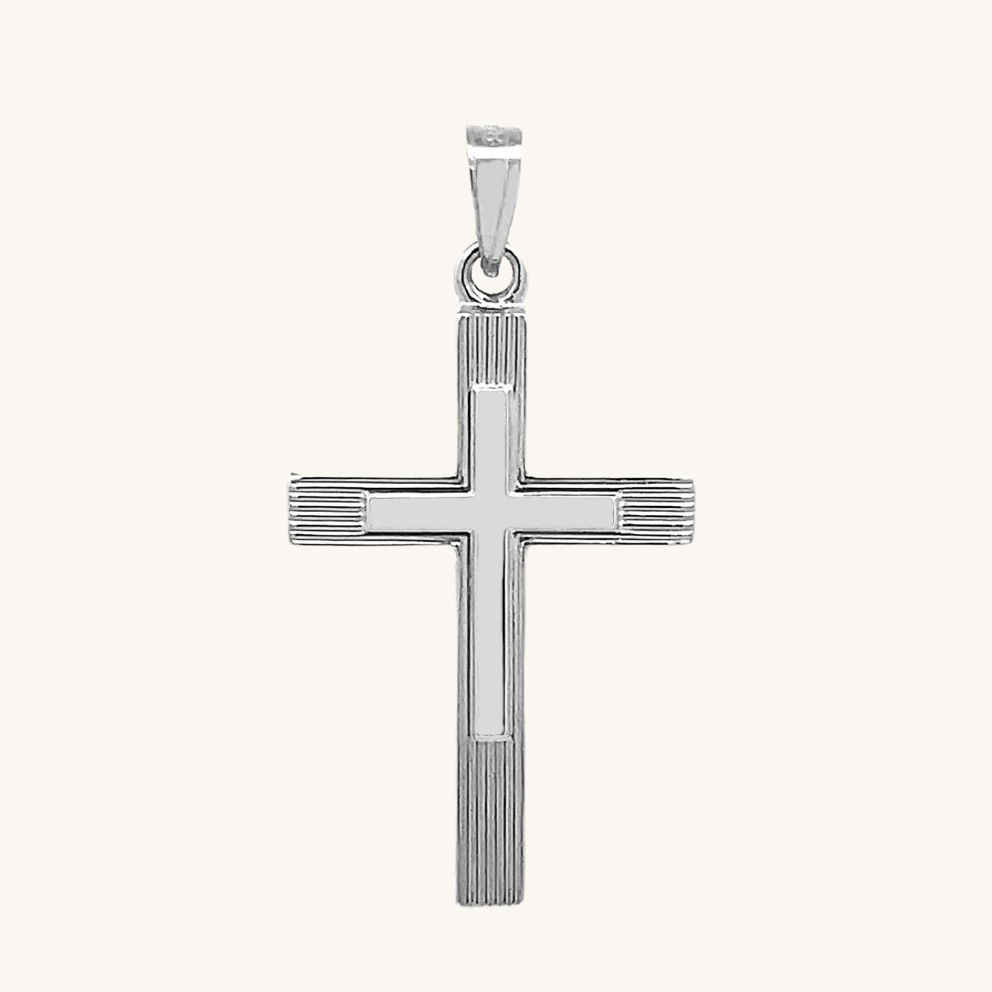 14K White Gold Cross L