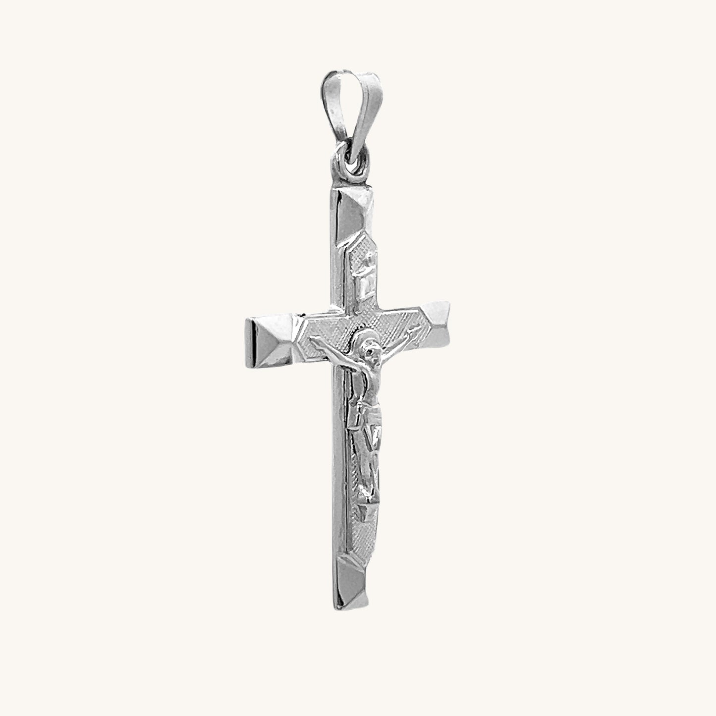 14K White Gold Crucifix M S XS