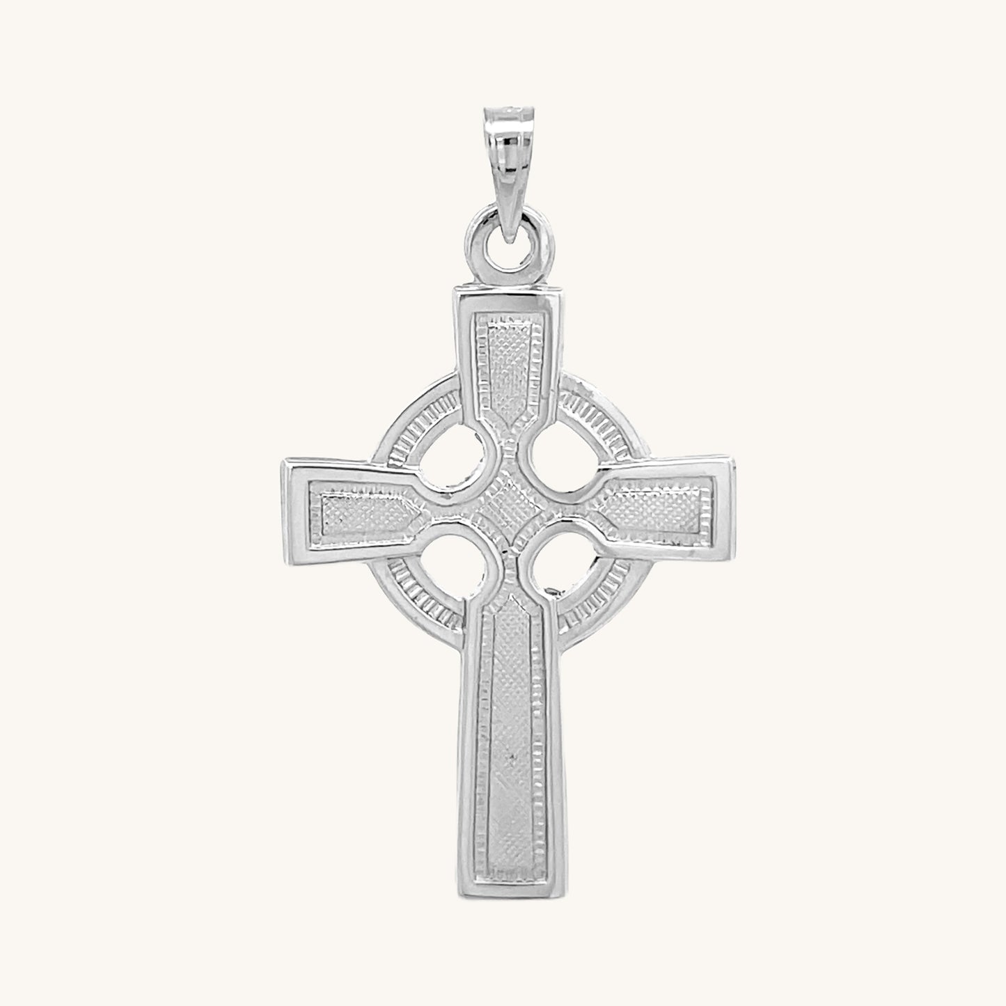 14K White Gold Celtic Cross L