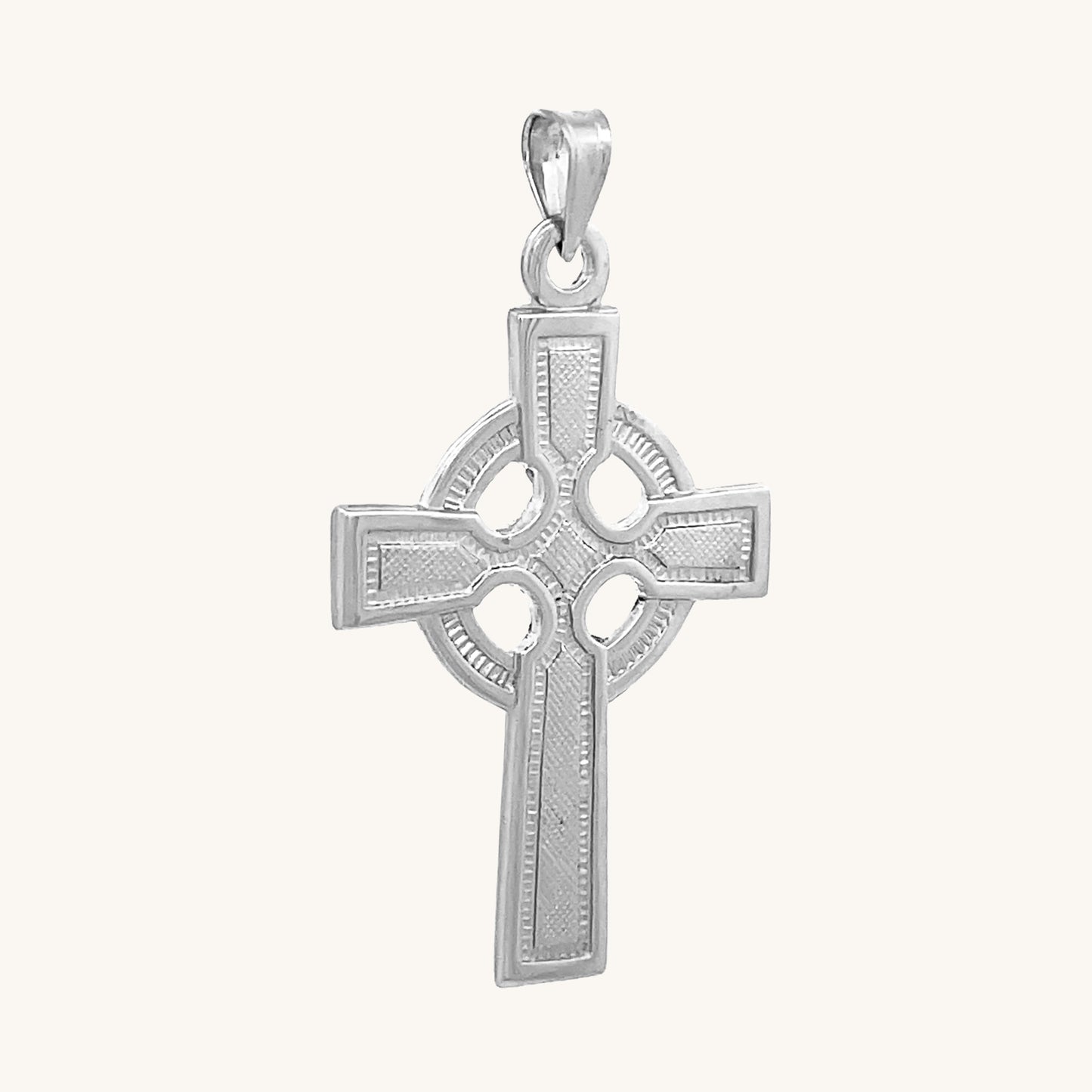 14K White Gold Celtic Cross L S