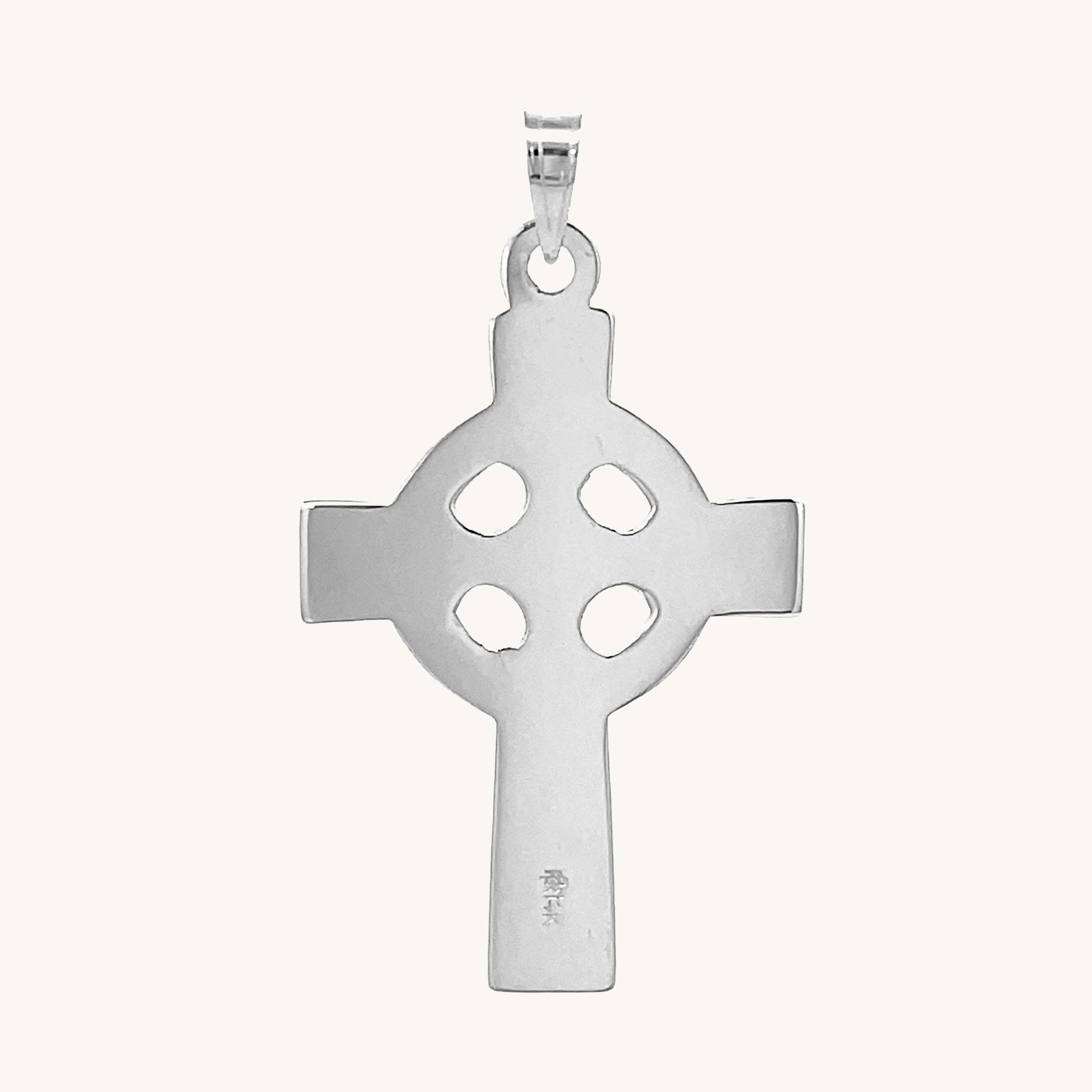 14K White Gold Celtic Cross L S