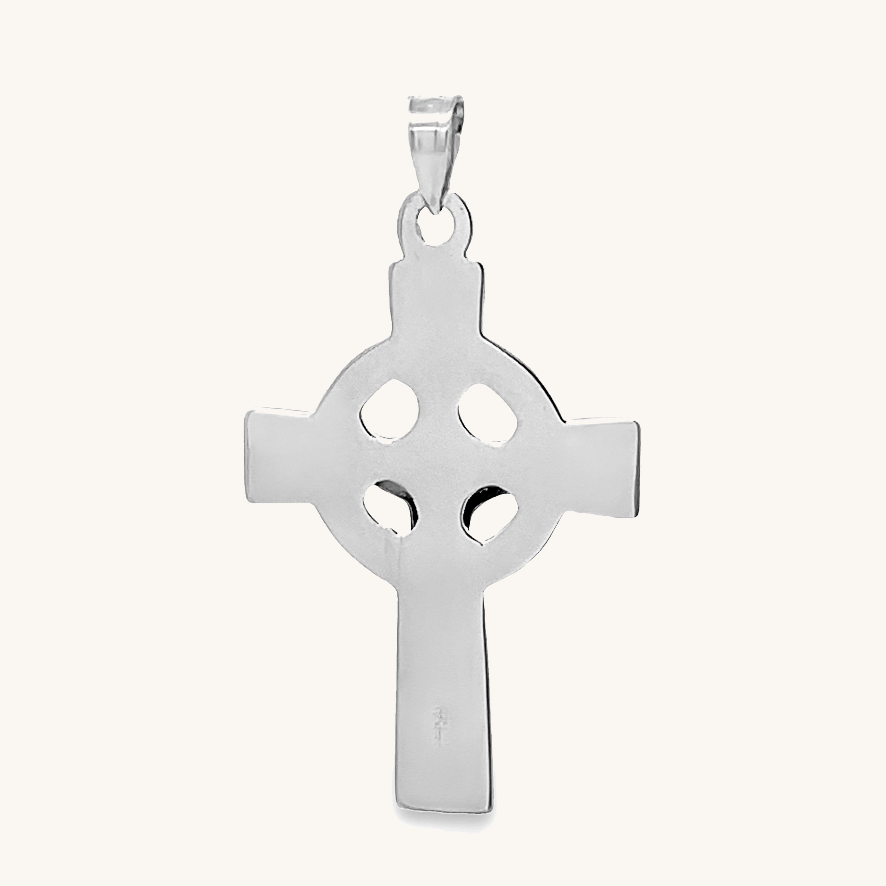 14K White Gold Celtic Crucifix L