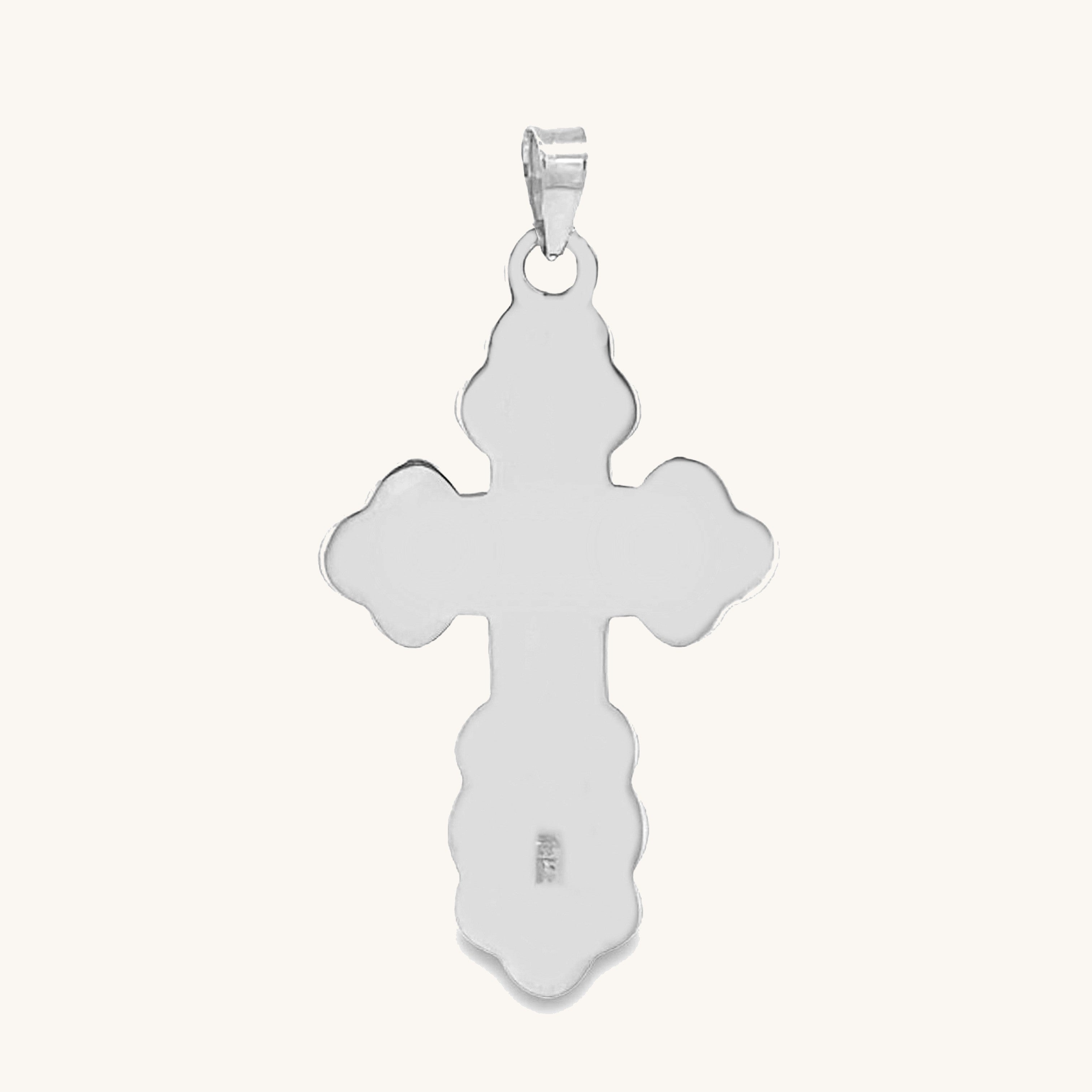 14K White Gold Orthodox Cross XXL L M S