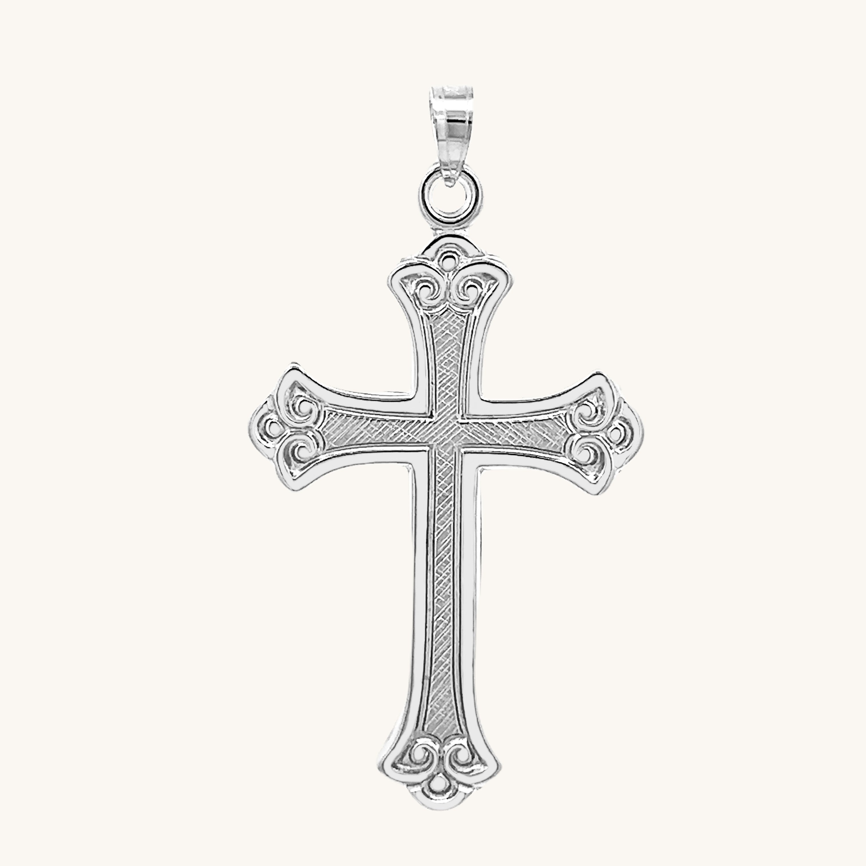 14K White Gold Cross XL