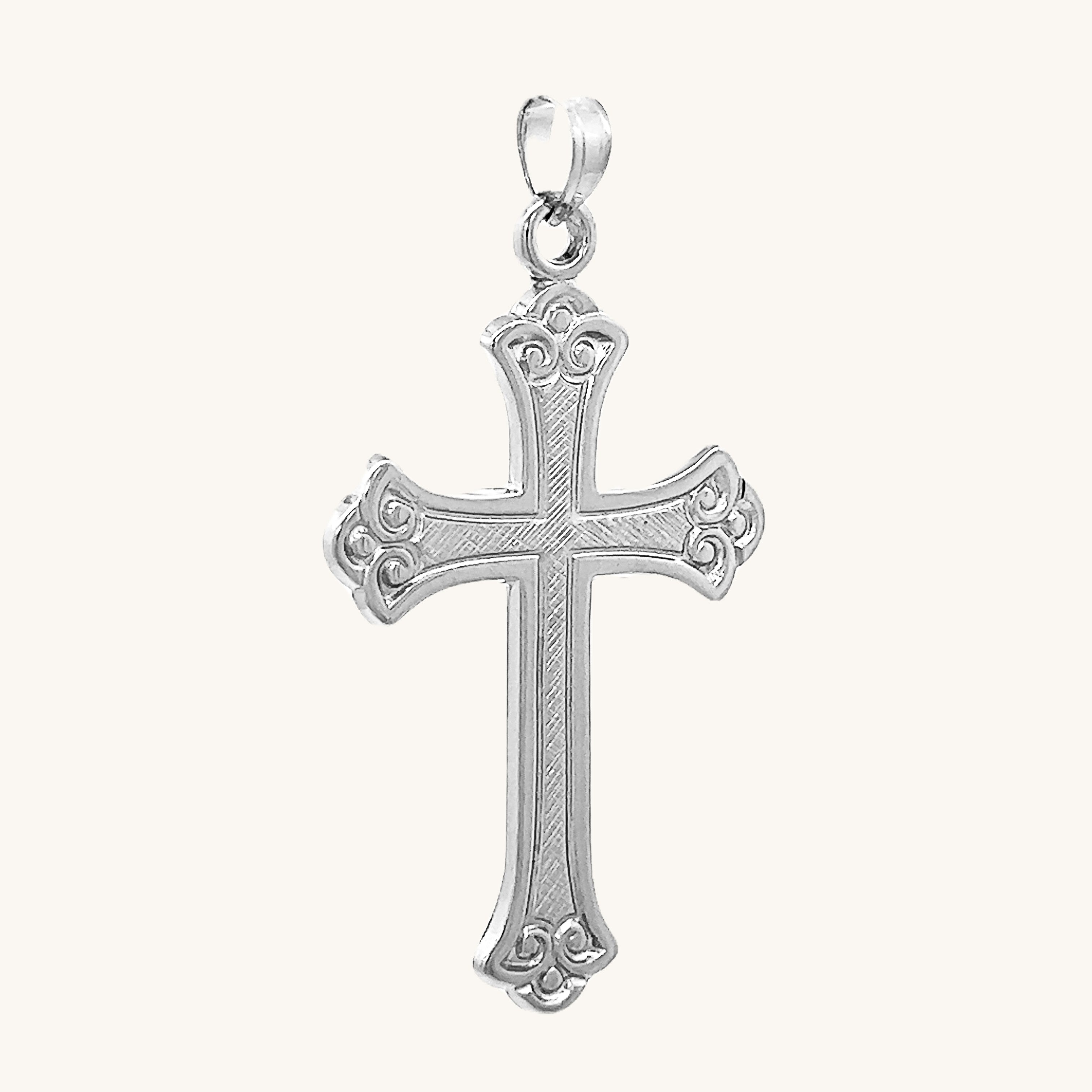 14K White Gold Cross XL M S