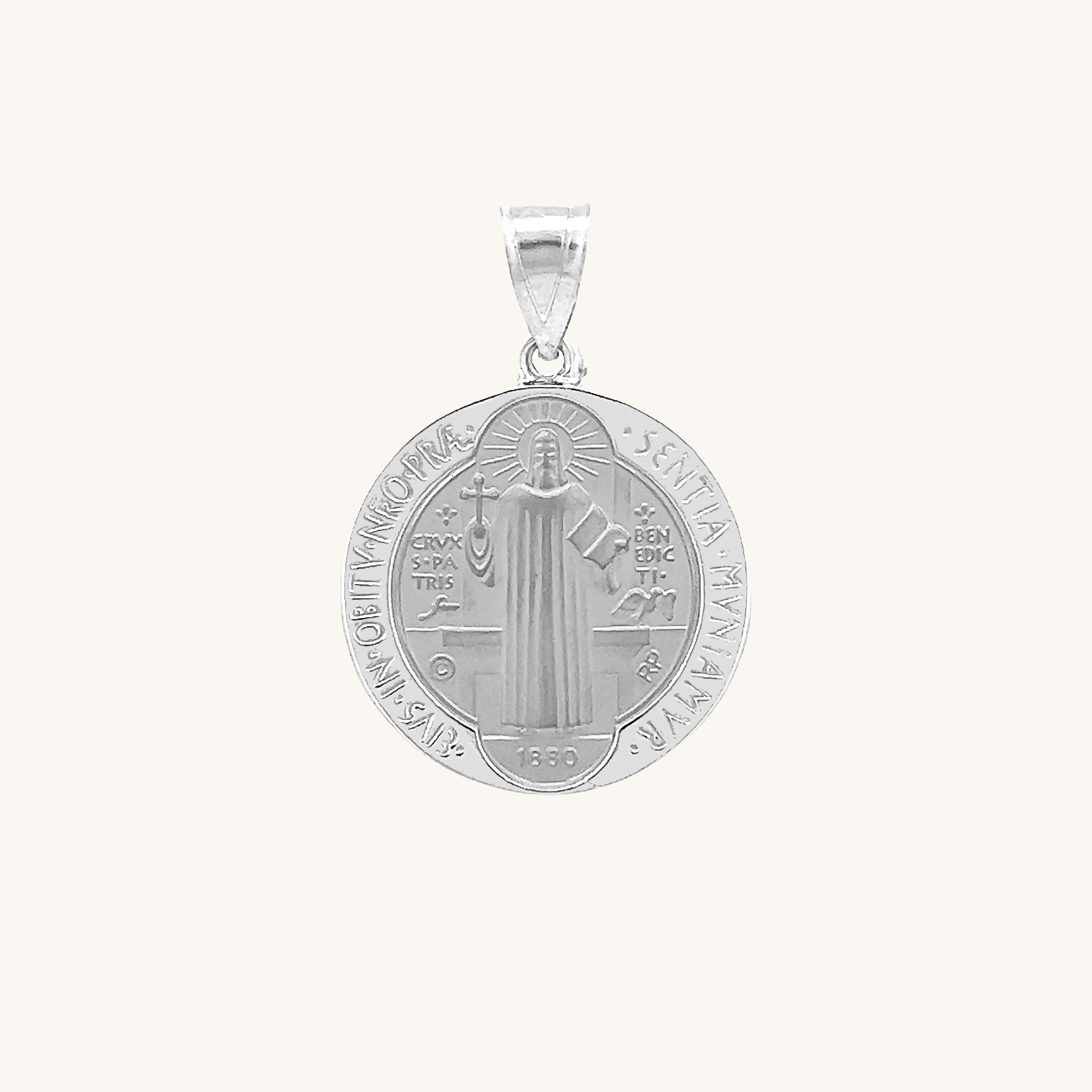 14K White Gold Saint Benedict S