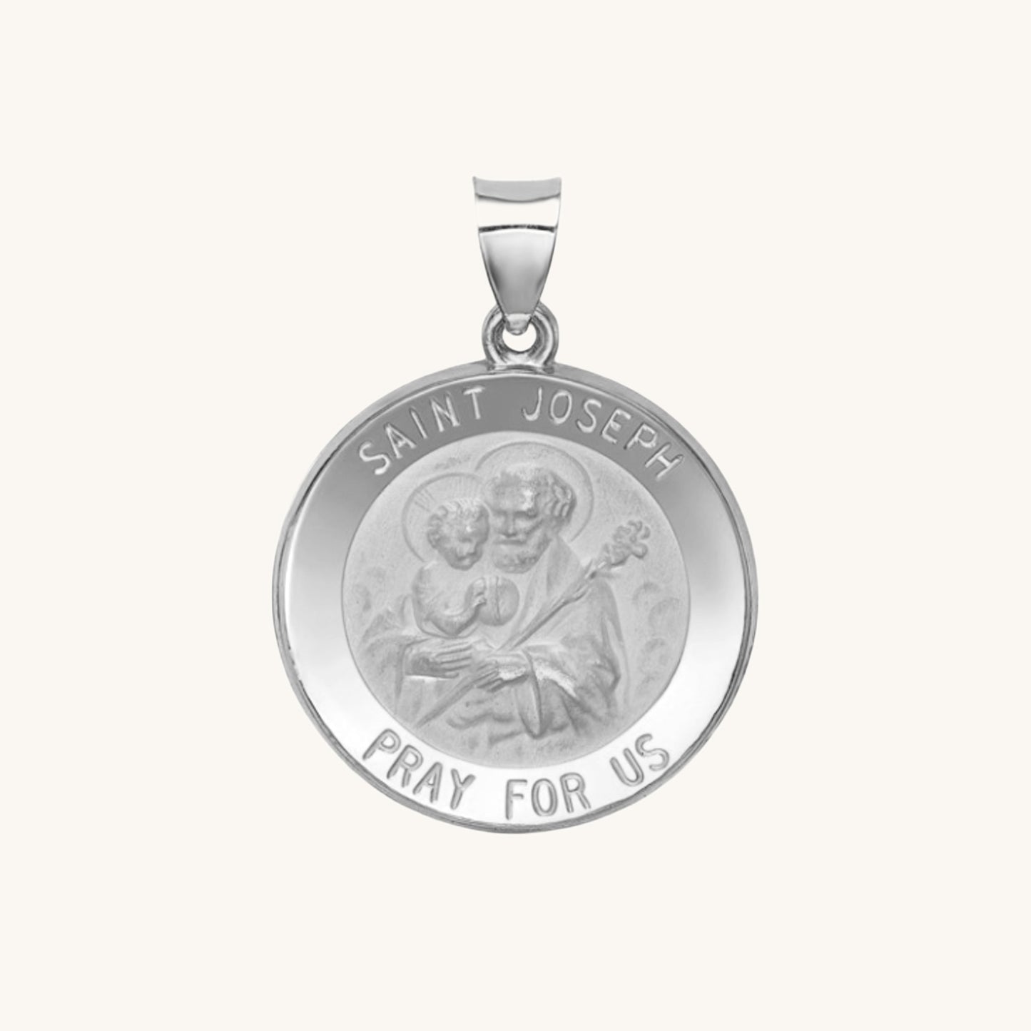 14K White Gold Saint Joseph Medal M