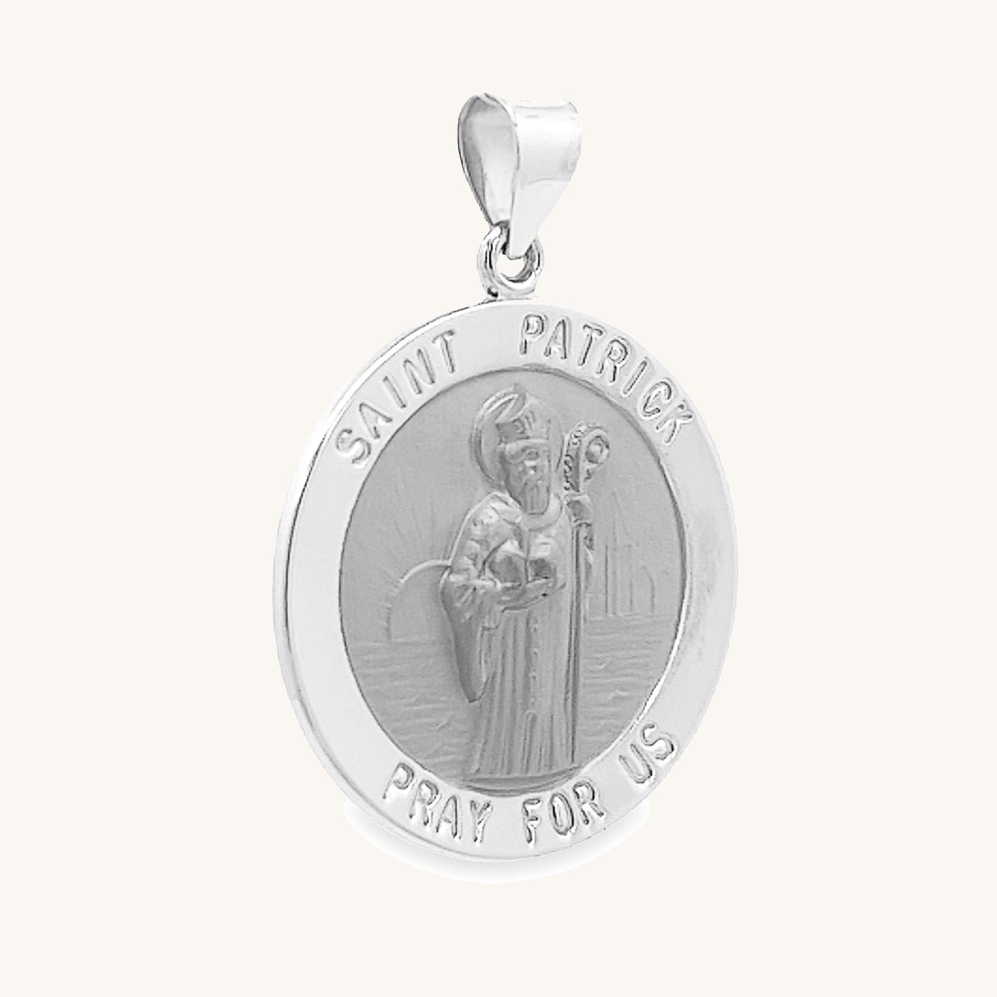 14K White Gold Saint Patrick Medal M S