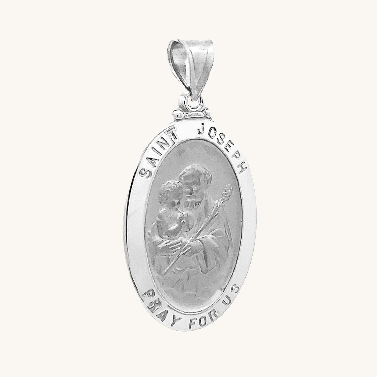 14K White Gold Saint Joseph Medal XS