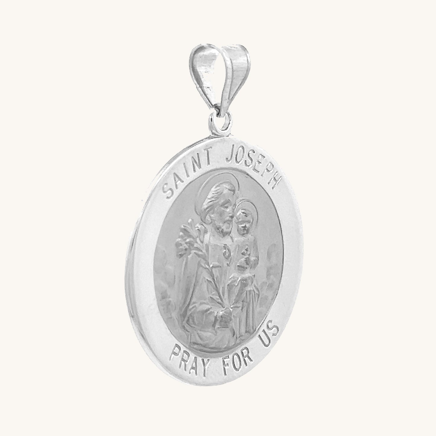 14K White Gold Saint Joseph Medal M