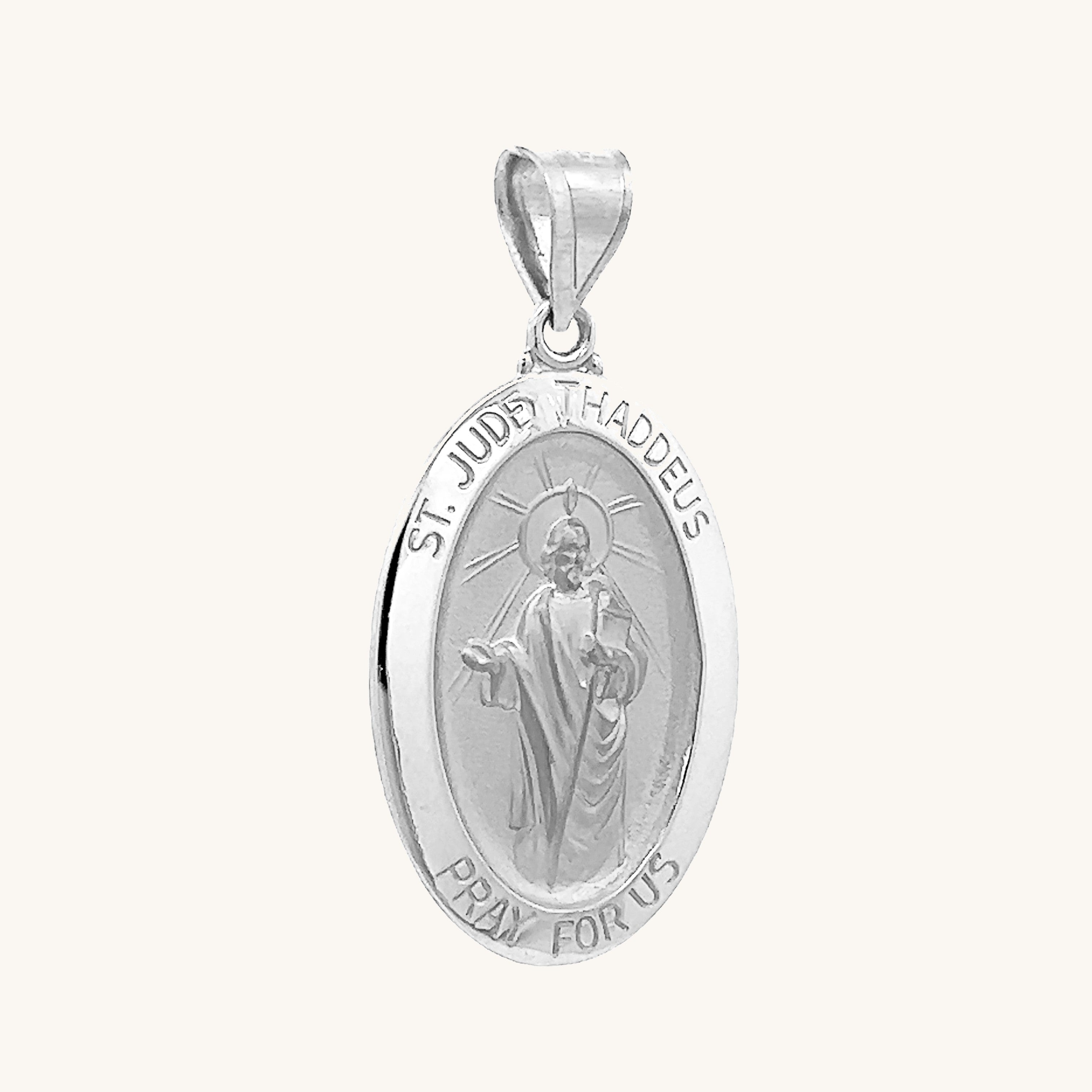 14K White Gold Saint Jude Thaddeus Medal S XS