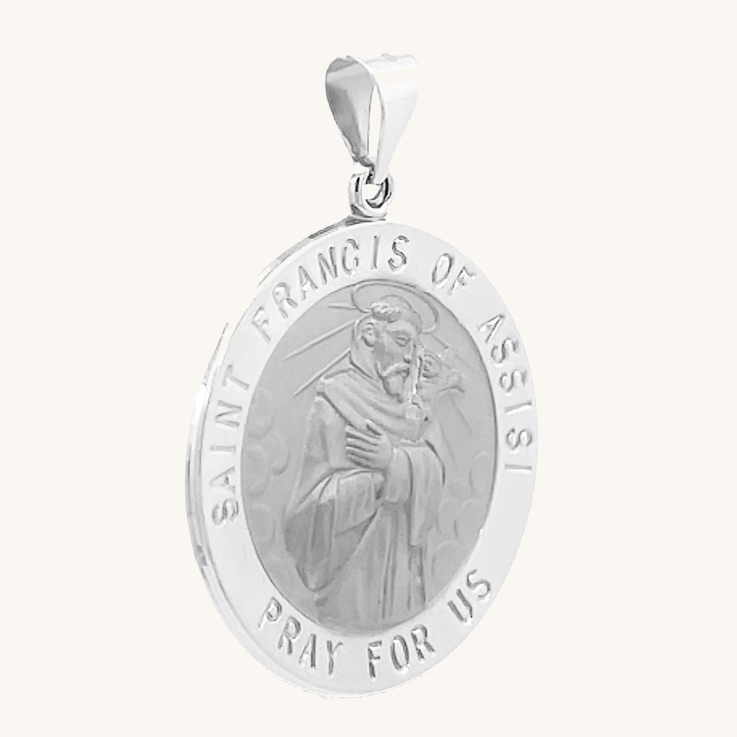 14K White Gold Saint Francis of Assisi  S