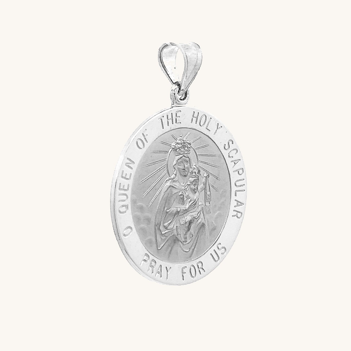 14K White Gold Holy Scapular Medal M S