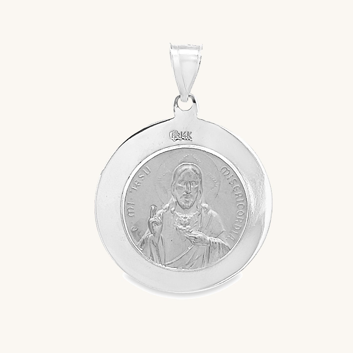 14K White Gold Holy Scapular Medal M S