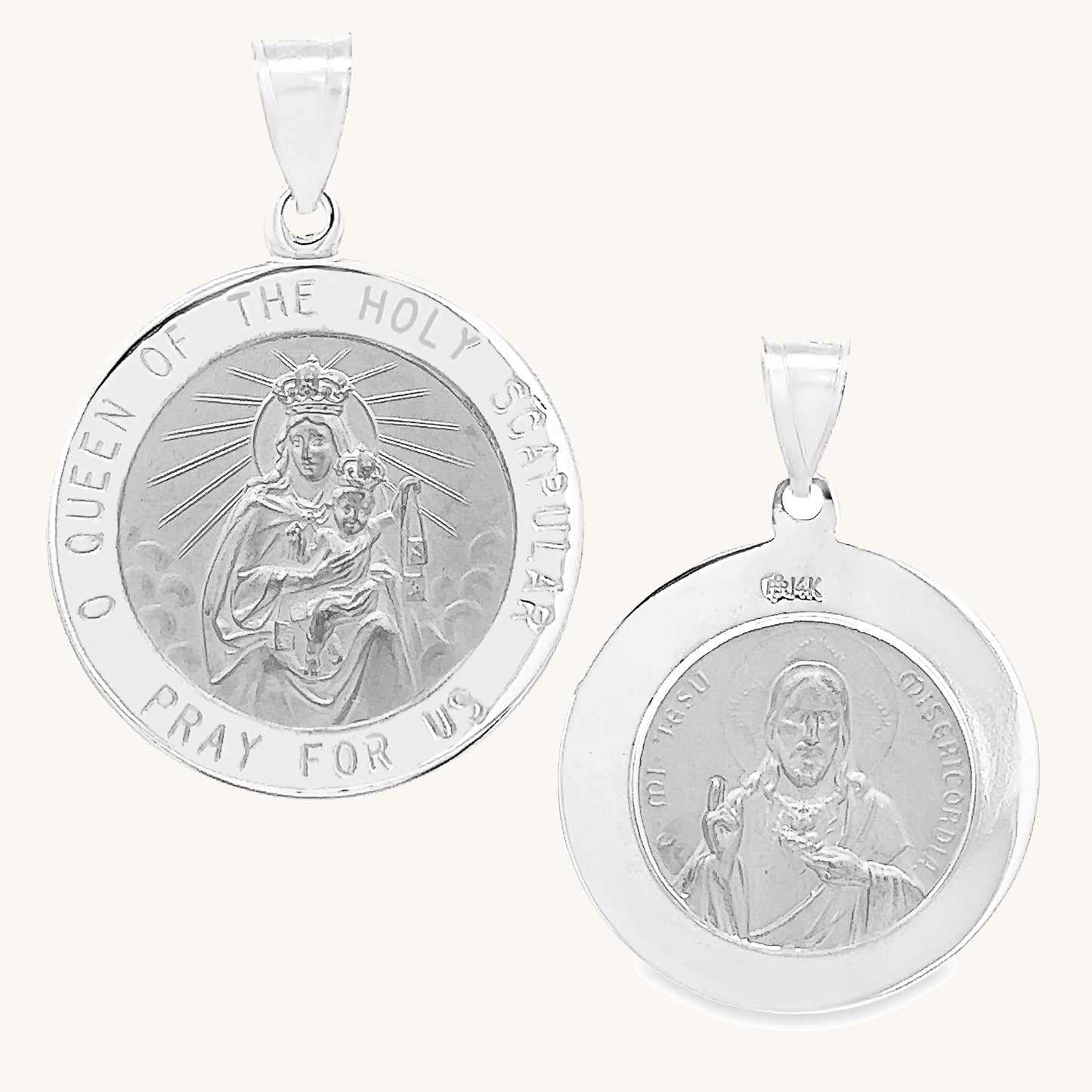 14K White Gold Holy Scapular Medal M S