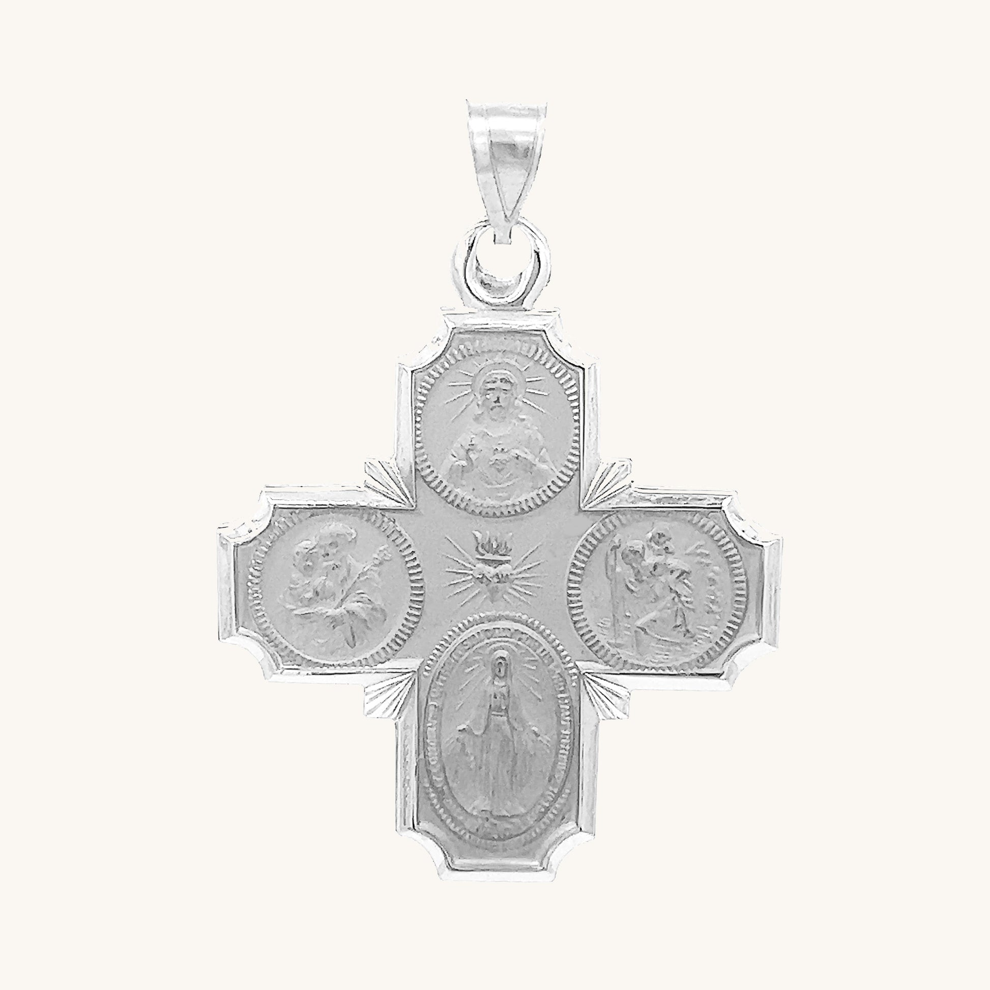 14K GOLD FOUR WAY MEDAL CROSS PENDANT Cross Crown