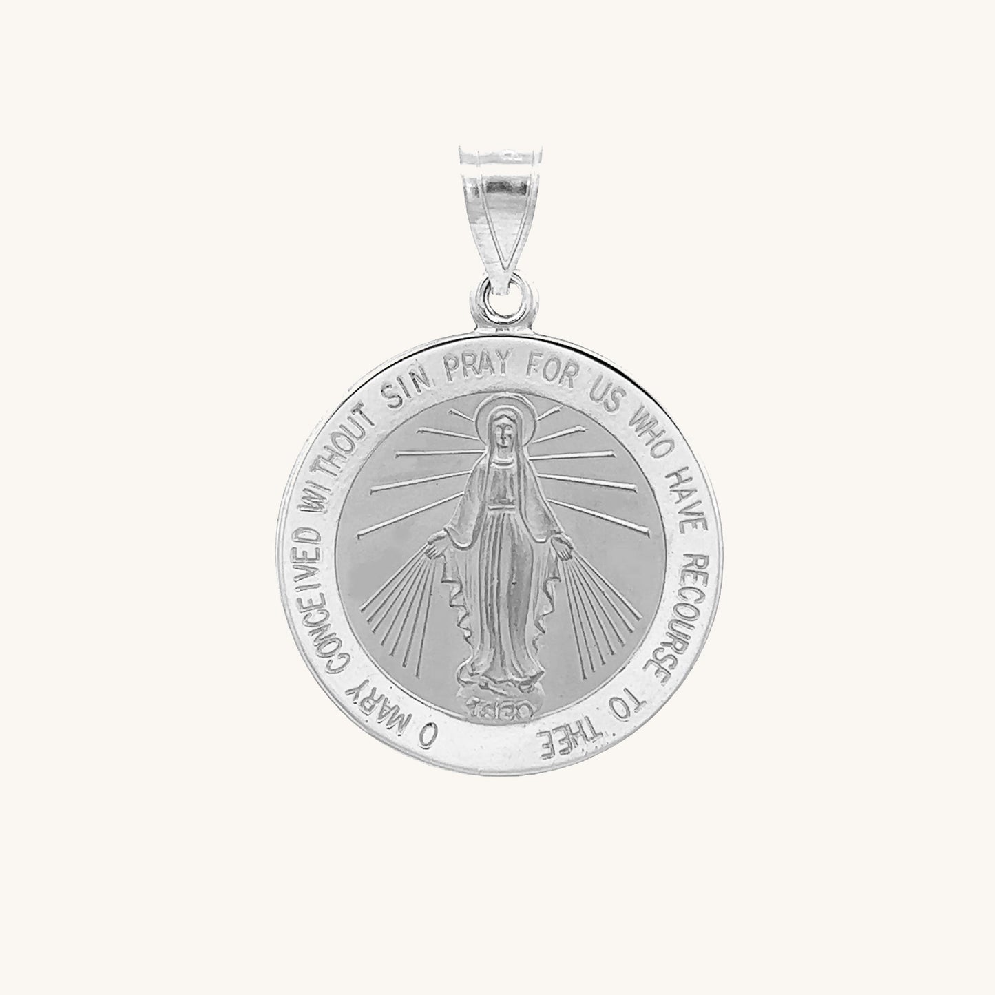 14K White Gold Miraculous Medal M