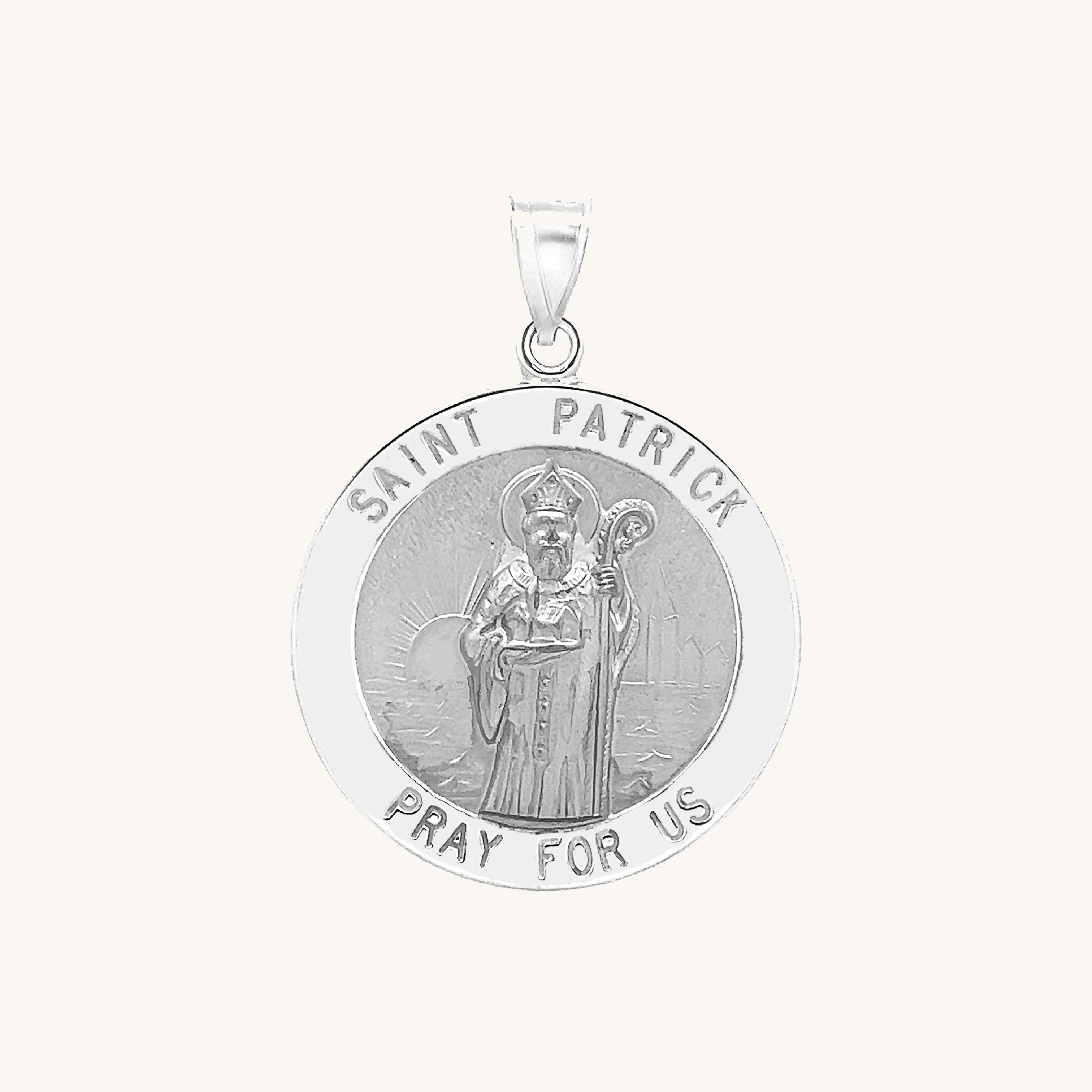 14K White Gold Saint Patrick Medal M