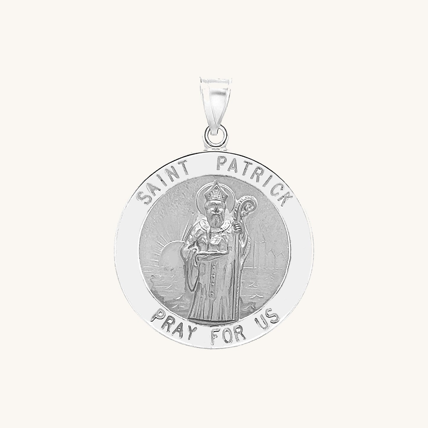 14K White Gold Saint Patrick Medal M