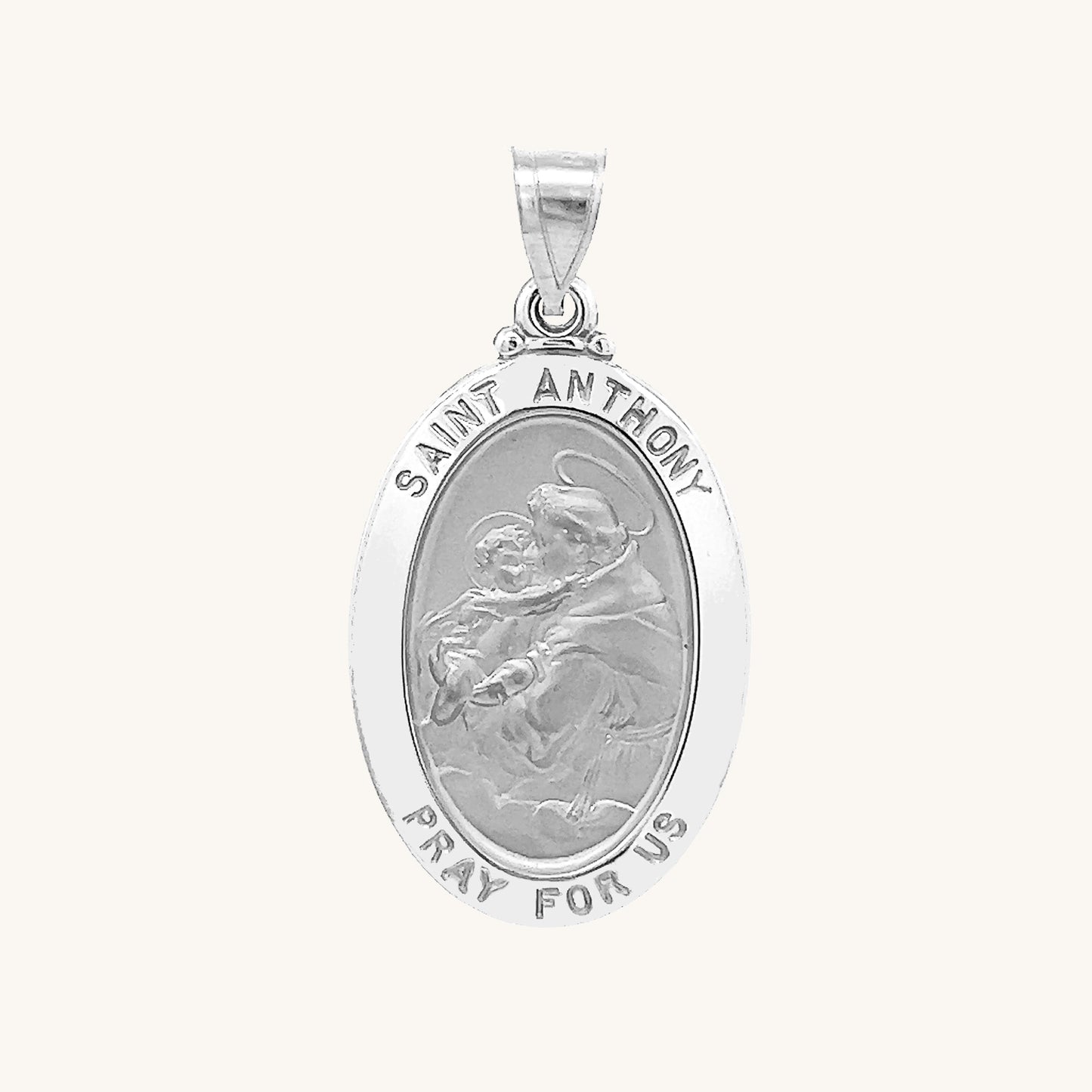 14K White Gold Saint Anthony Medal M