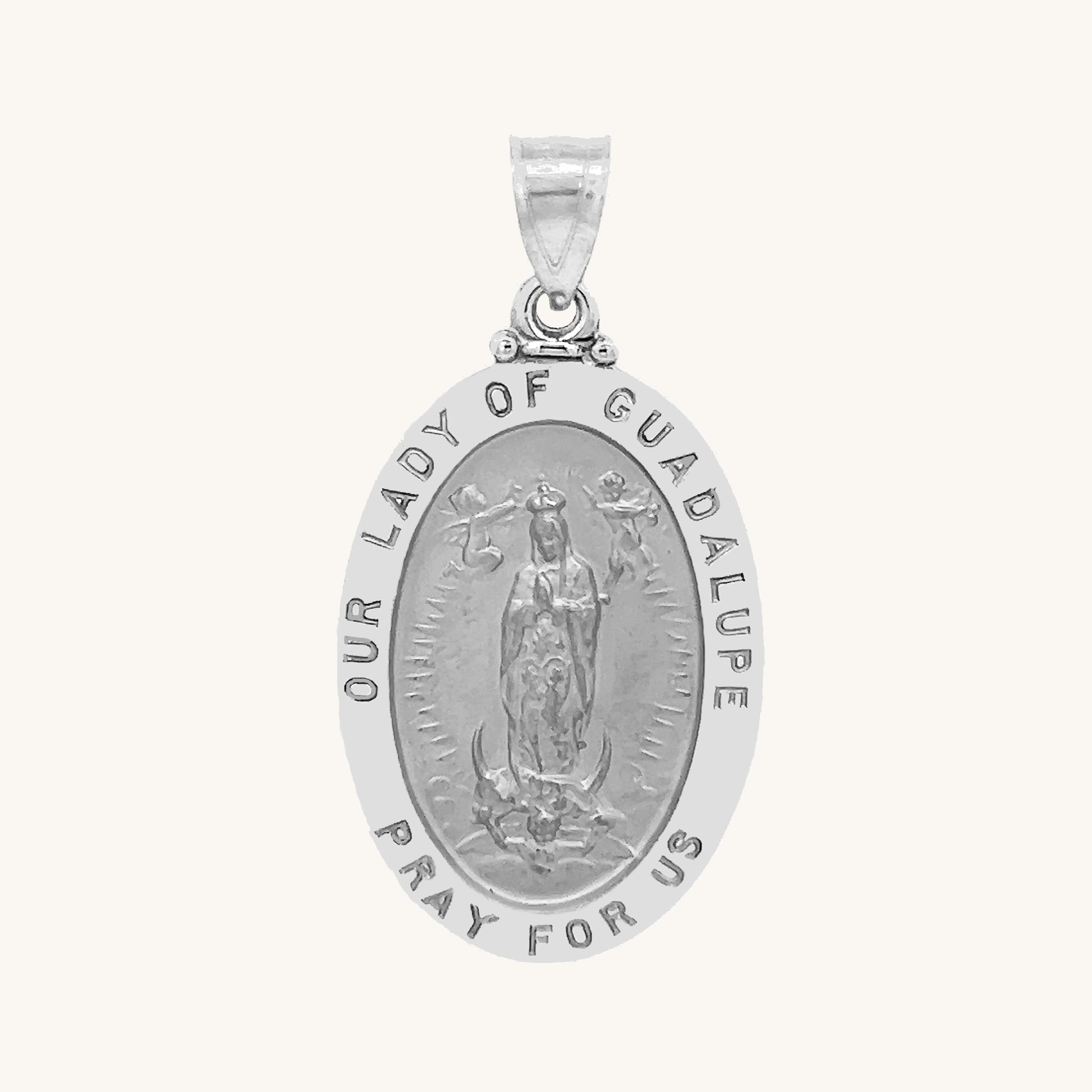 14K White Gold Our Lady of Guadalupe Medal M