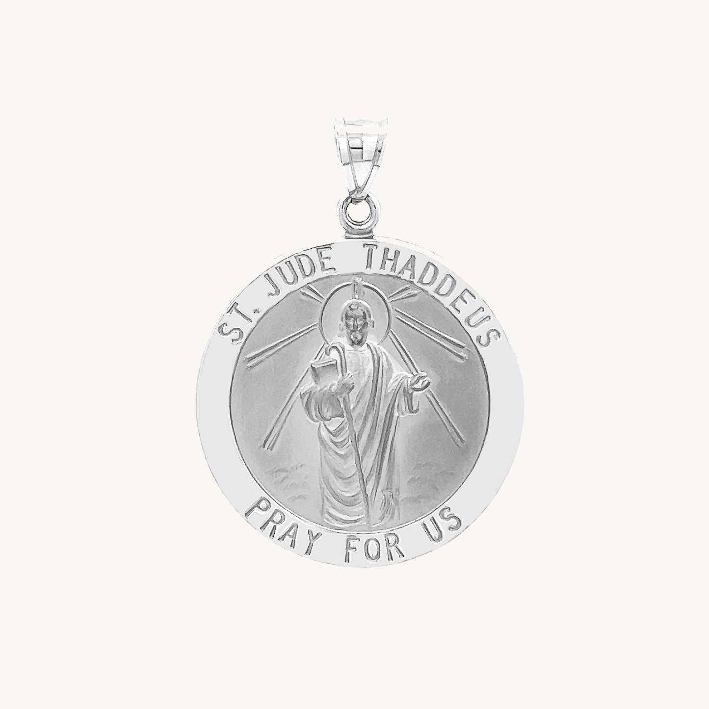 14K White Gold Saint Jude Medal M