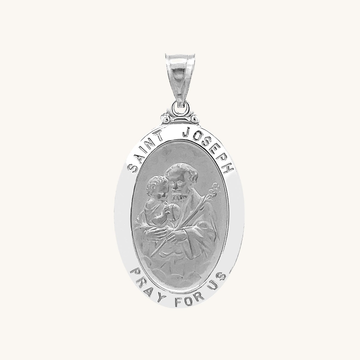 14K White Gold Saint Joseph Medal M