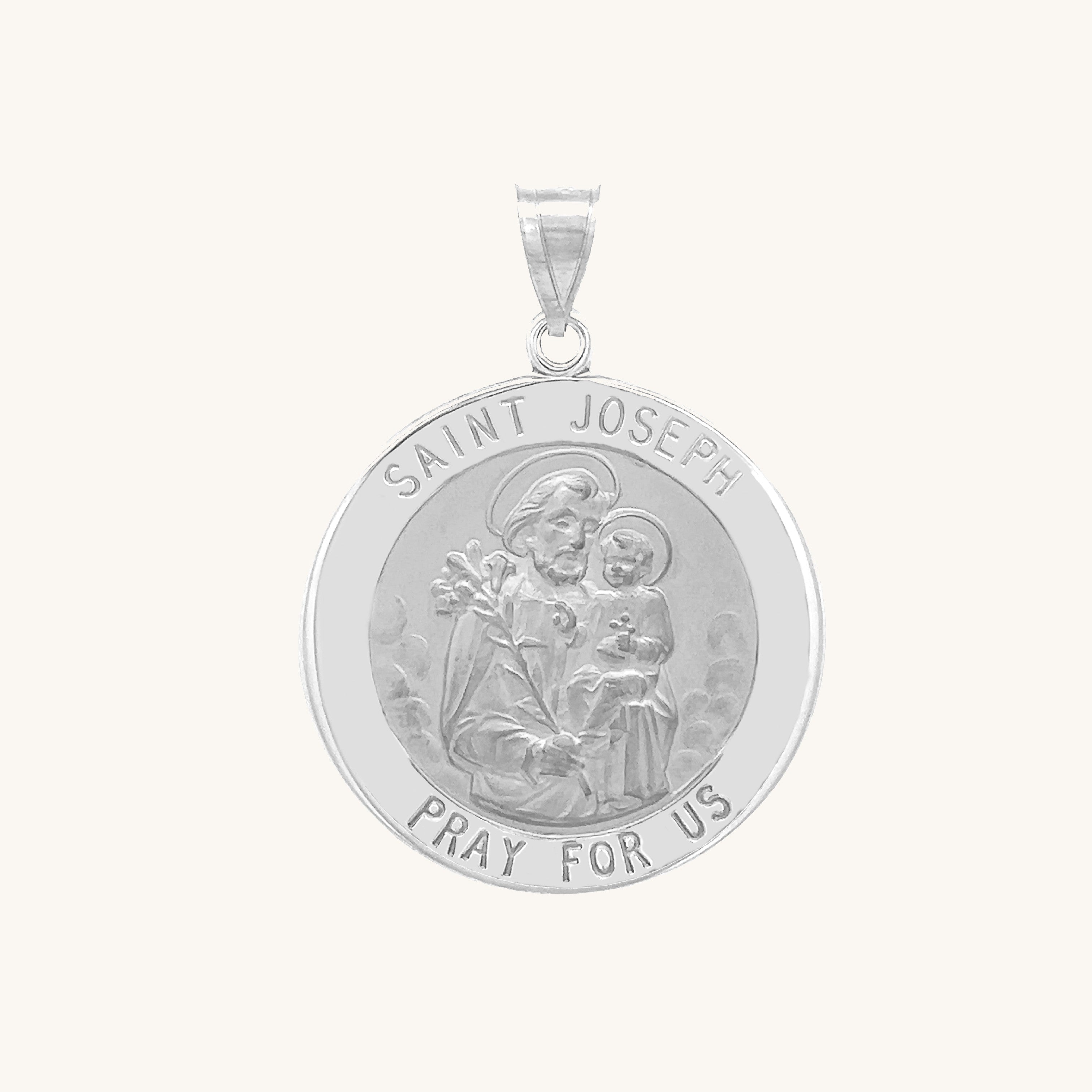 14K White Gold Saint Joseph Medal M