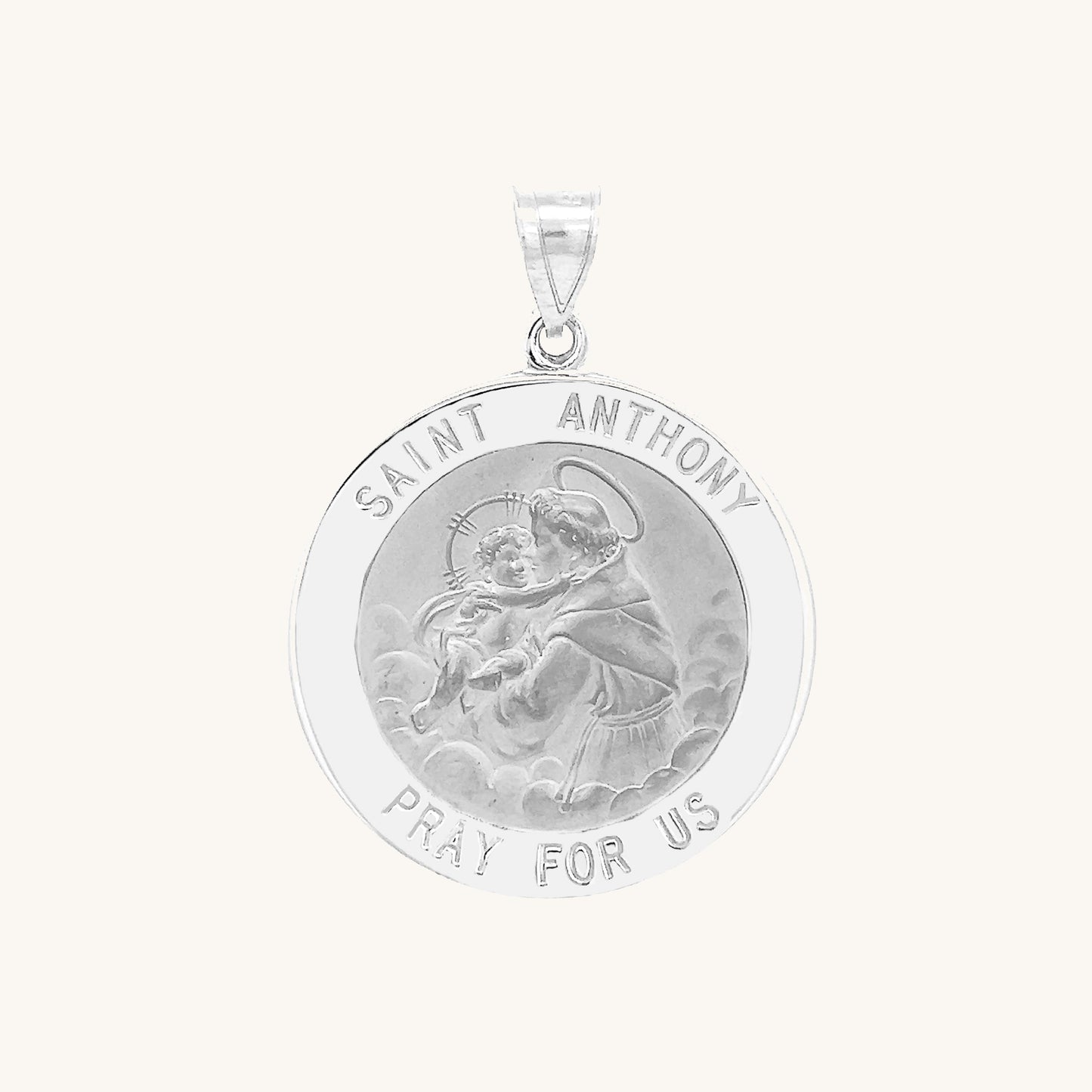 14K White Gold Saint Anthony Medal M