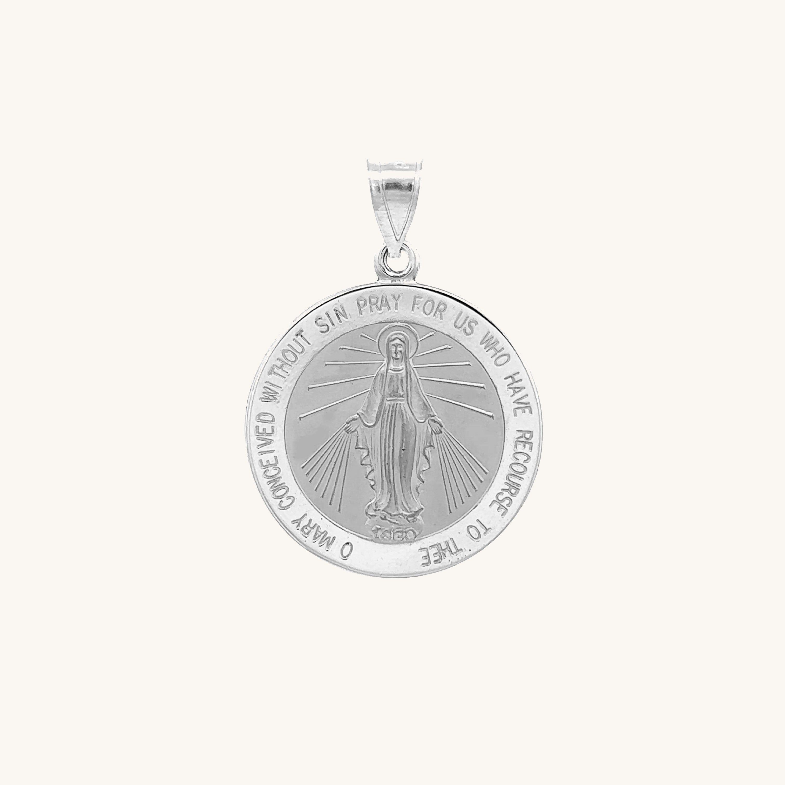 14K White Gold Miraculous Medal S