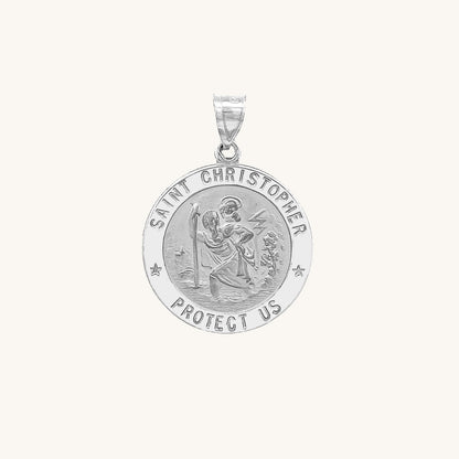 14K White Gold Saint Christopher Medal S