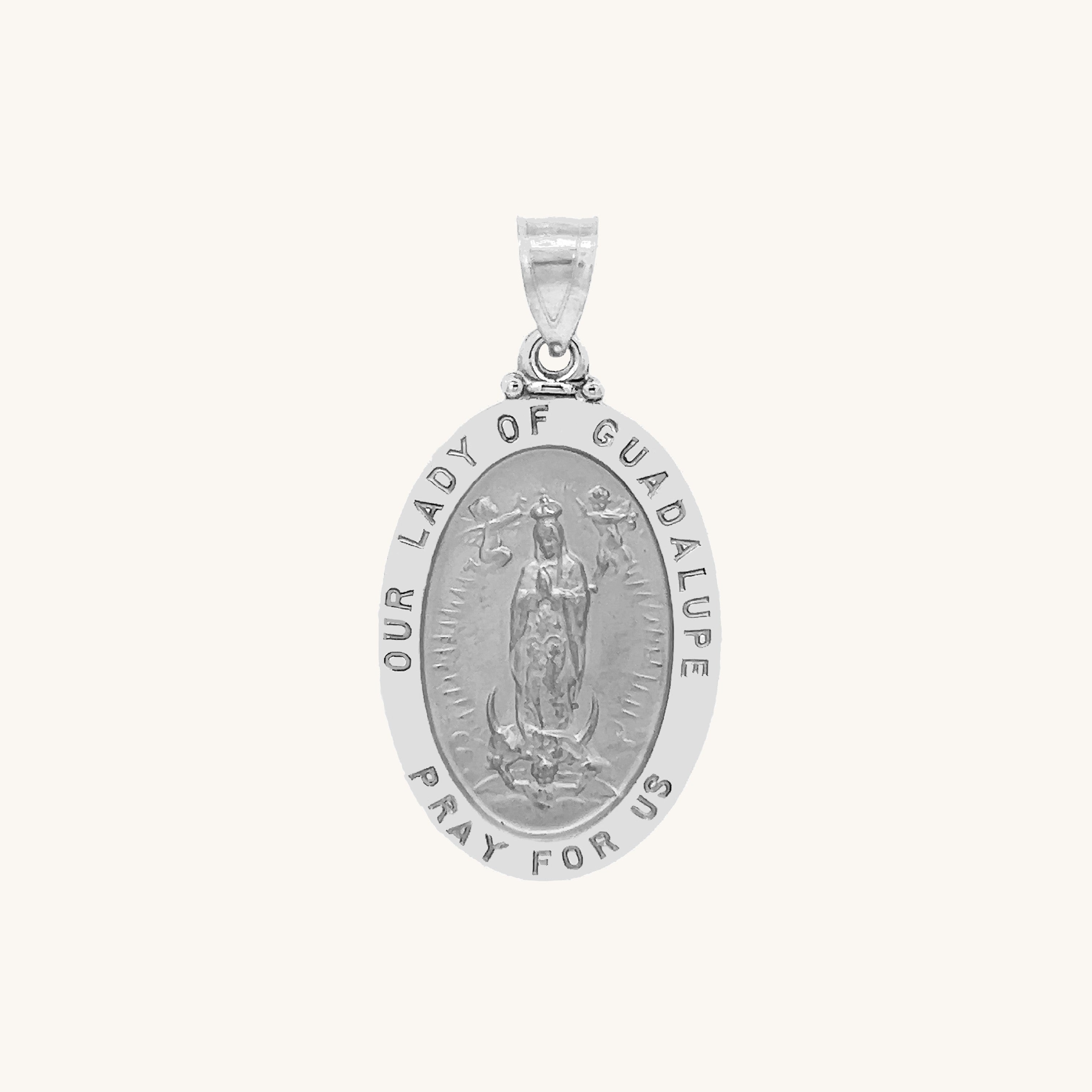 14K White Gold Our Lady of Guadalupe Medal S