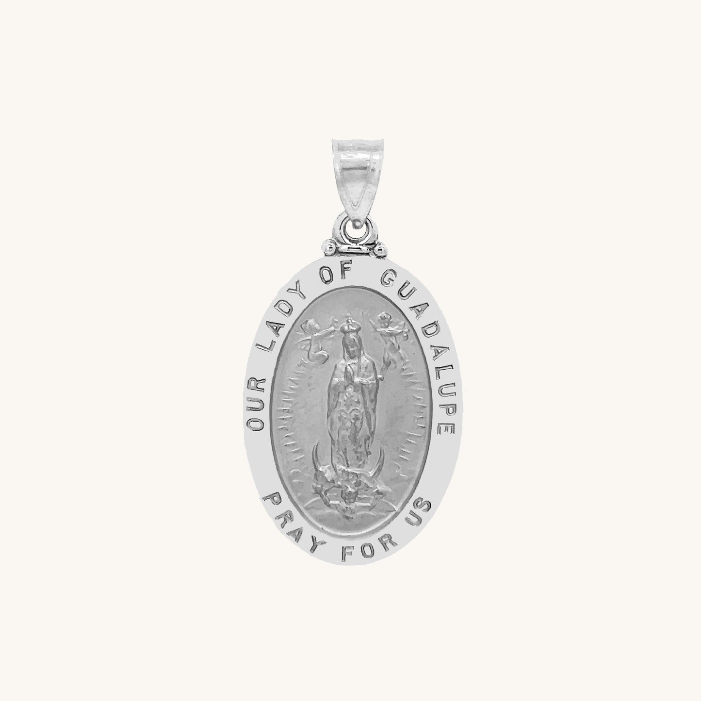 14K White Gold Our Lady of Guadalupe Medal S