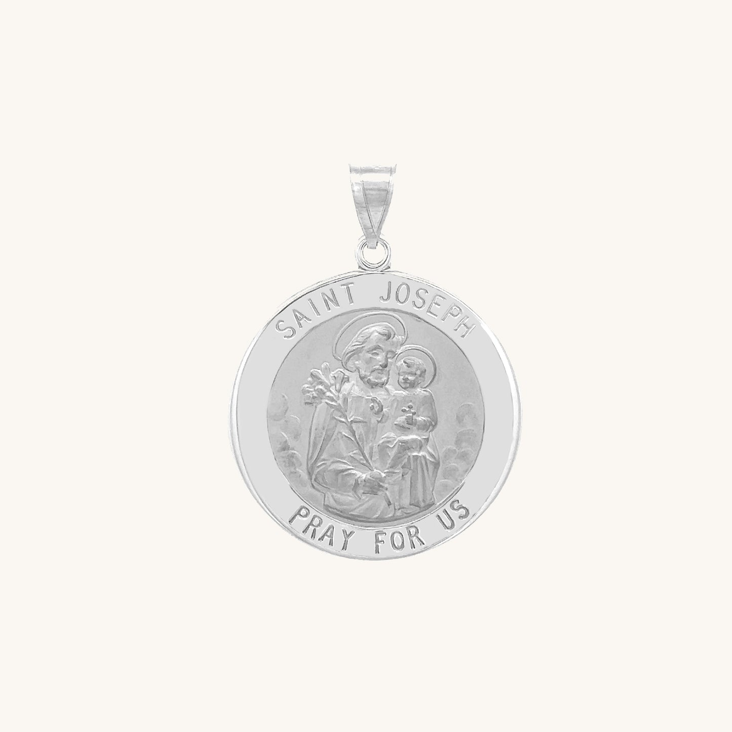 14K White Gold Saint Joseph Medal S