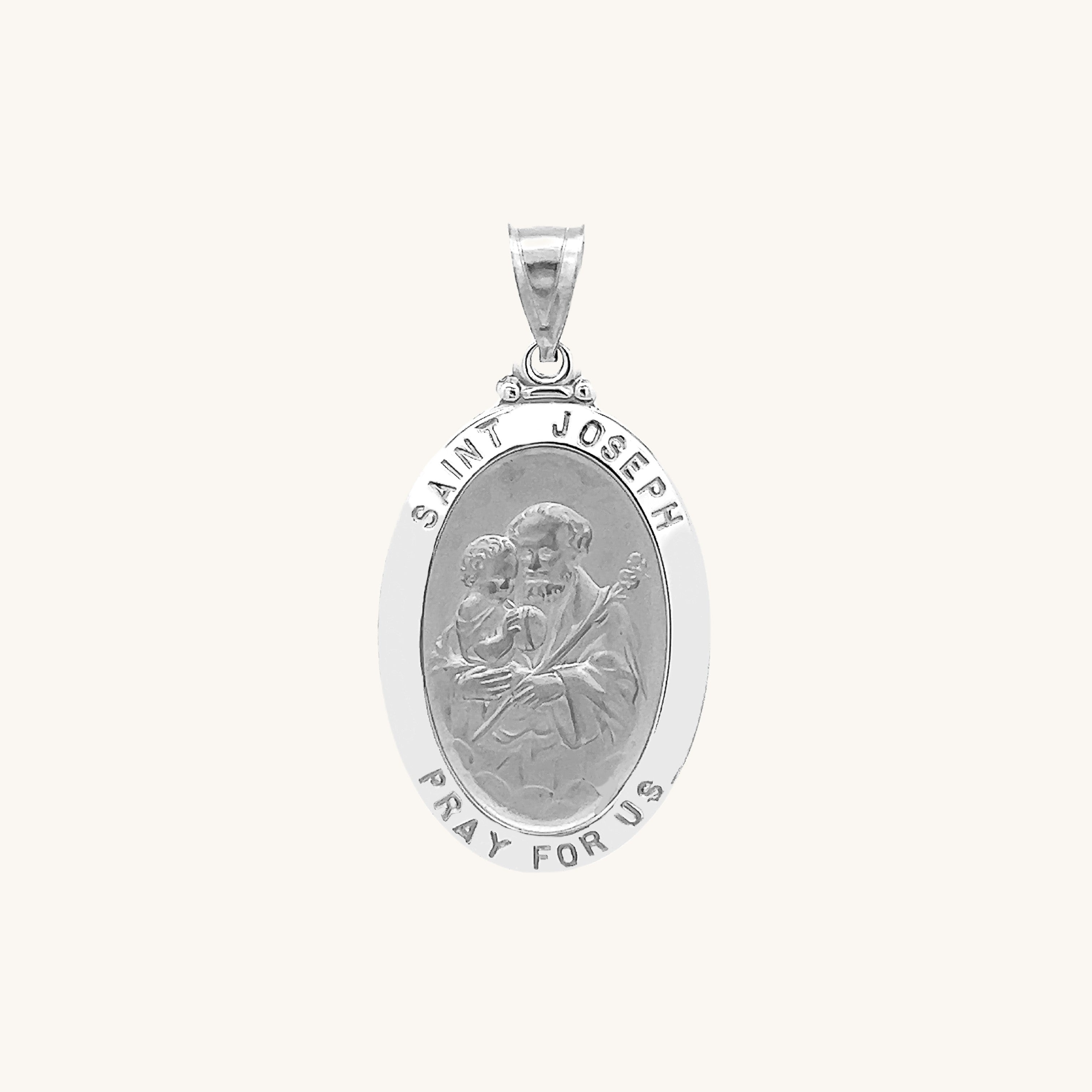 14K White Gold Saint Joseph Medal S