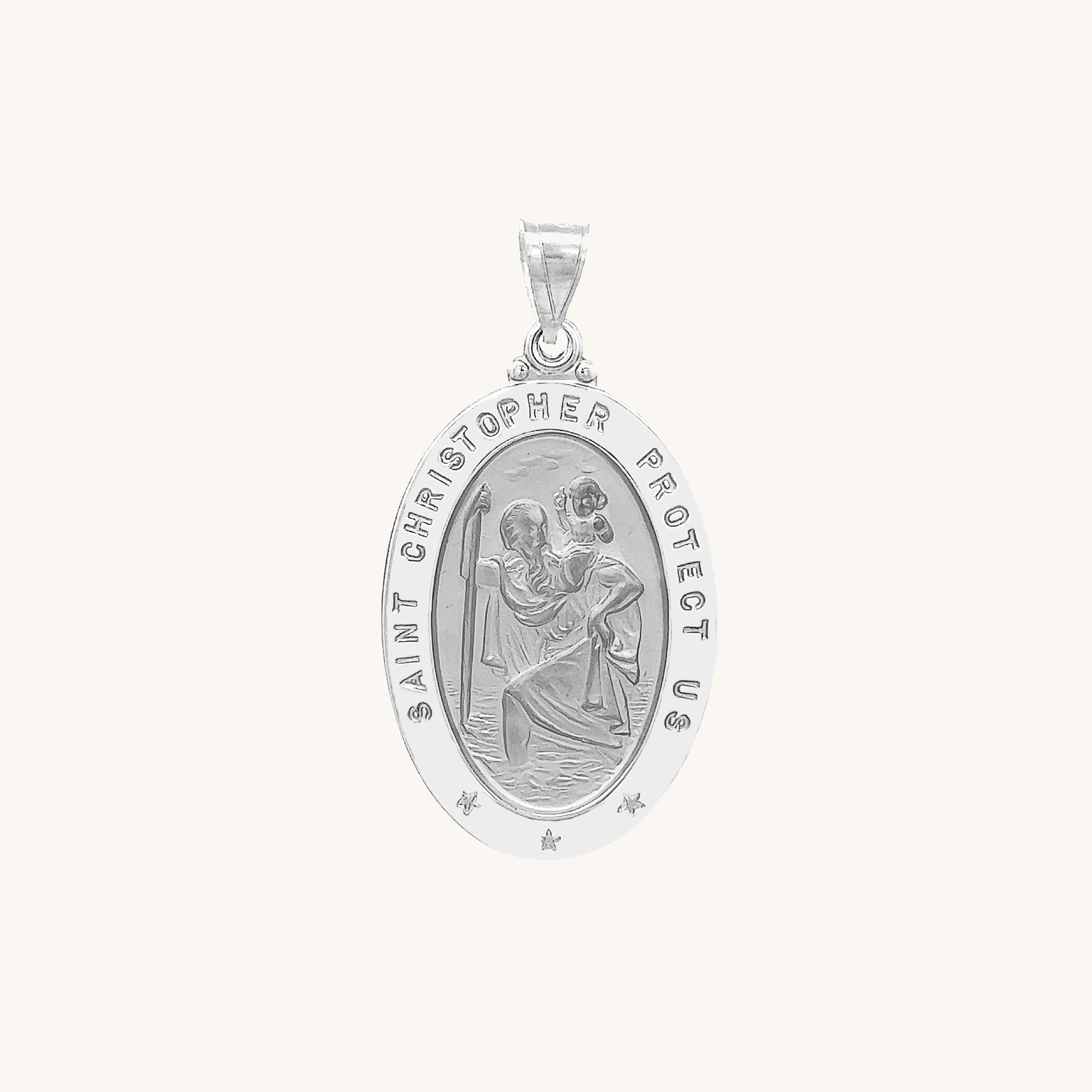 14K White Gold Saint Christopher Medal S