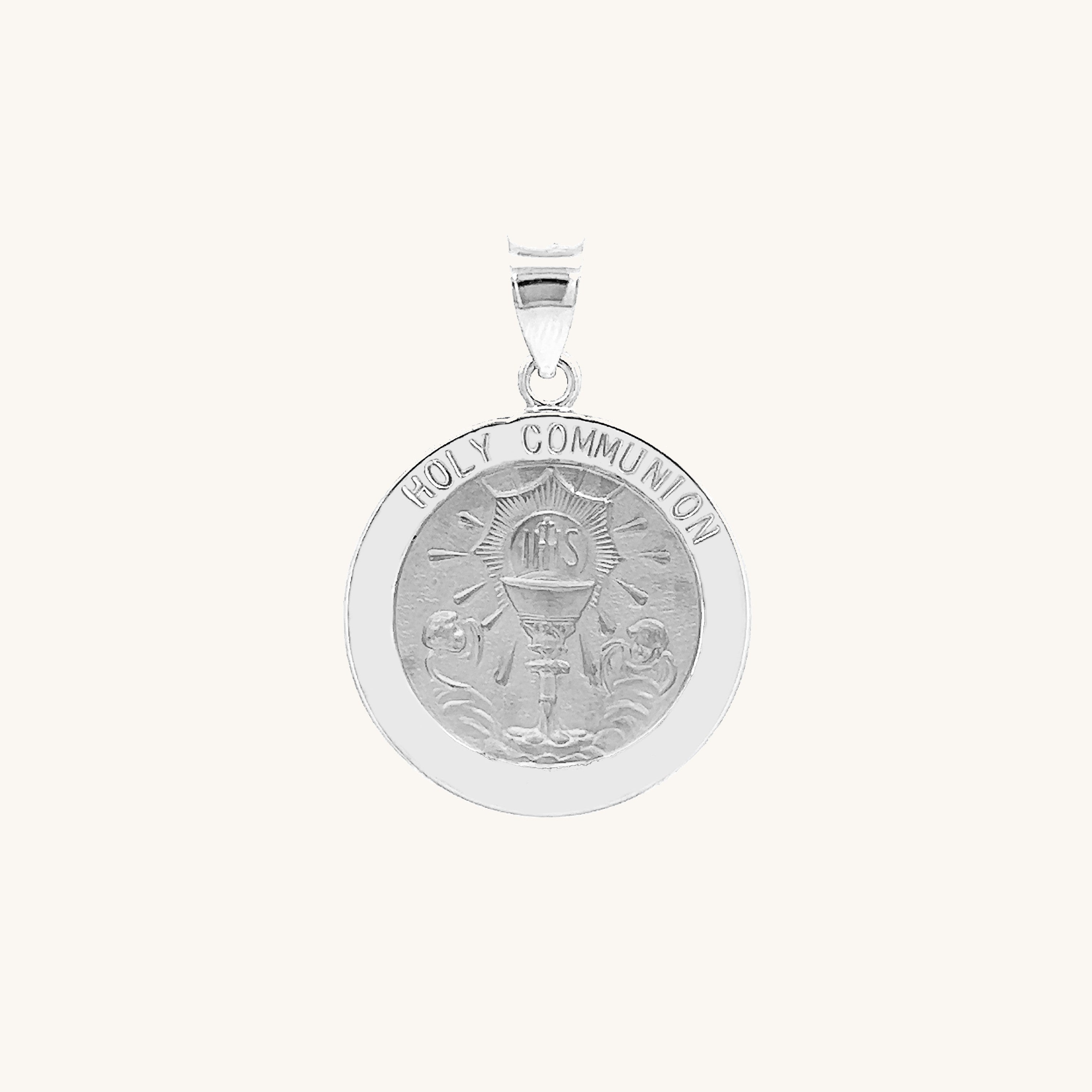 14K White Gold Holy Communion Medal S