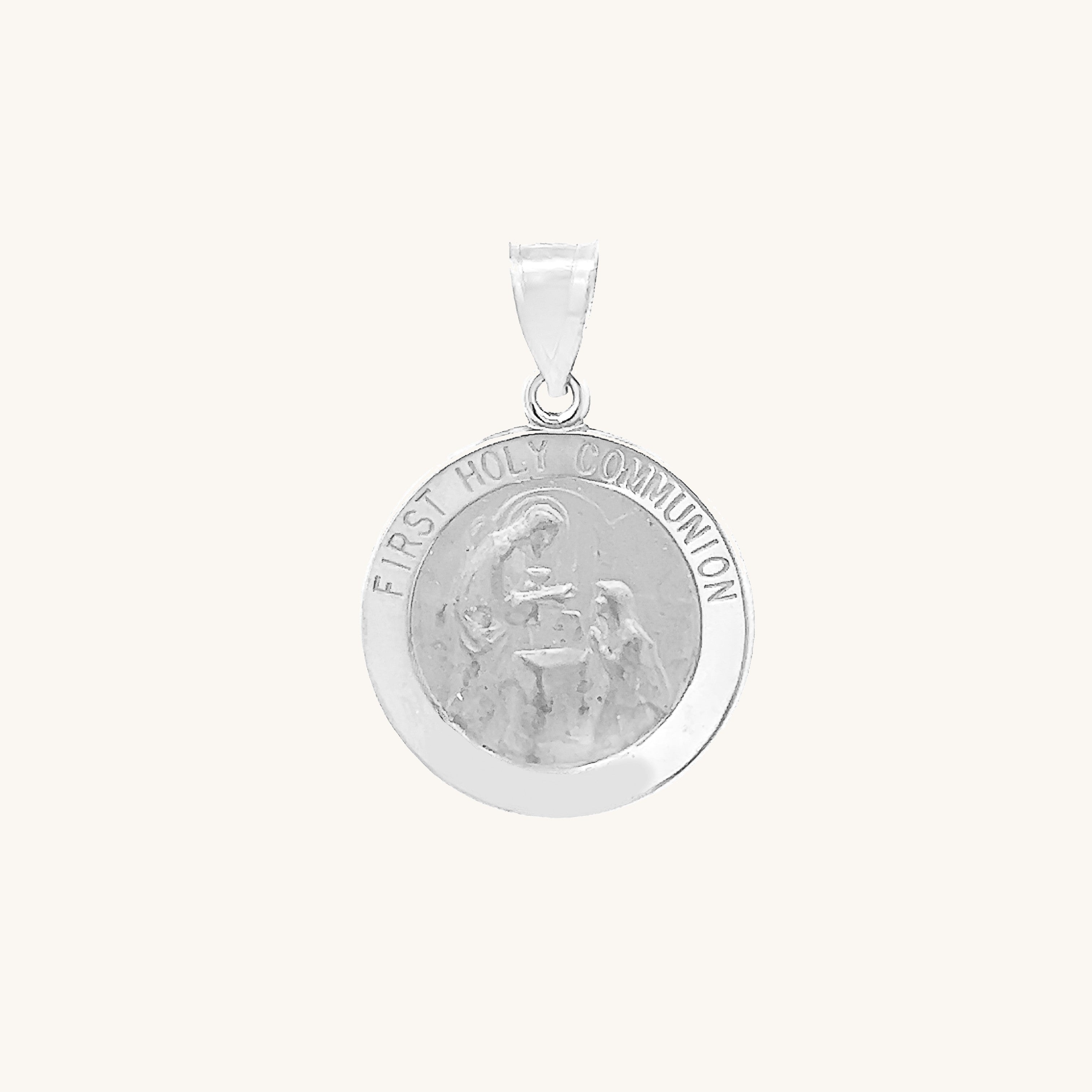 14K White Gold First Holy Communion Medal S