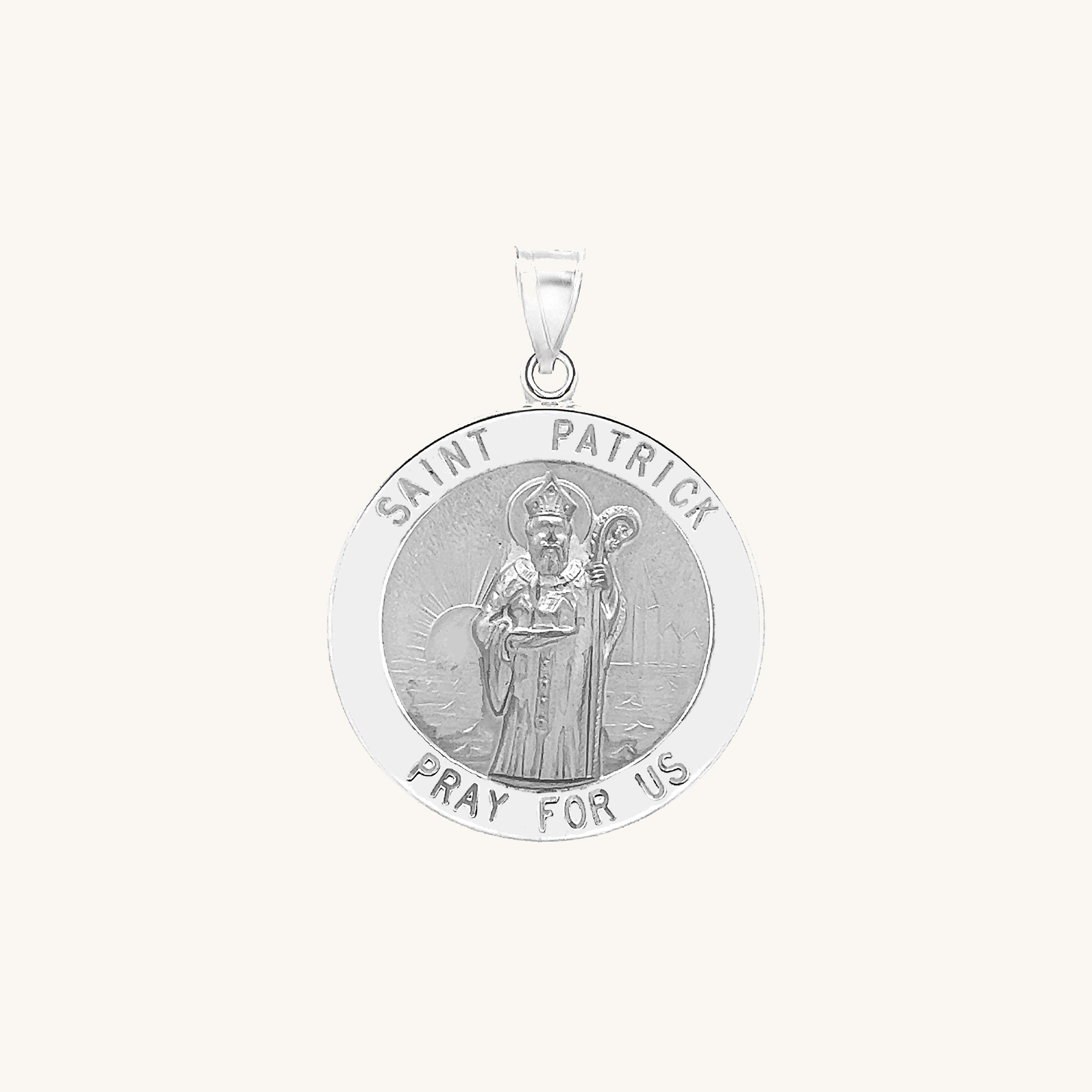 14K White Gold Saint Patrick Medal S