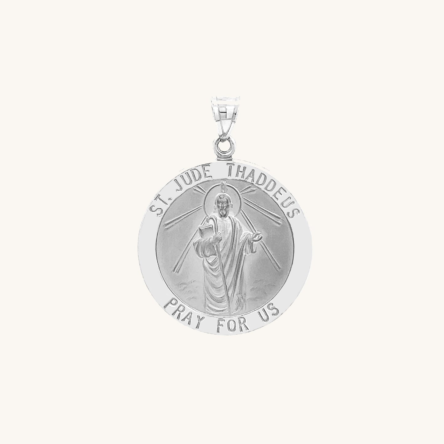 14K White Gold Saint Jude Medal S