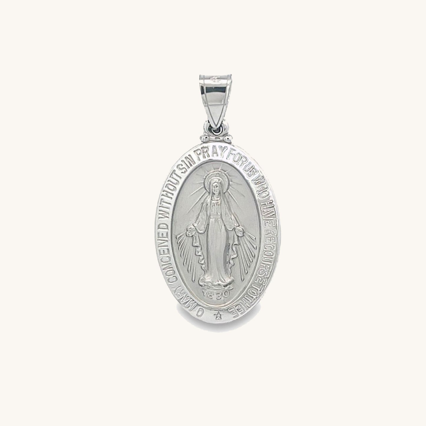 14K White Gold Miraculous Medal S