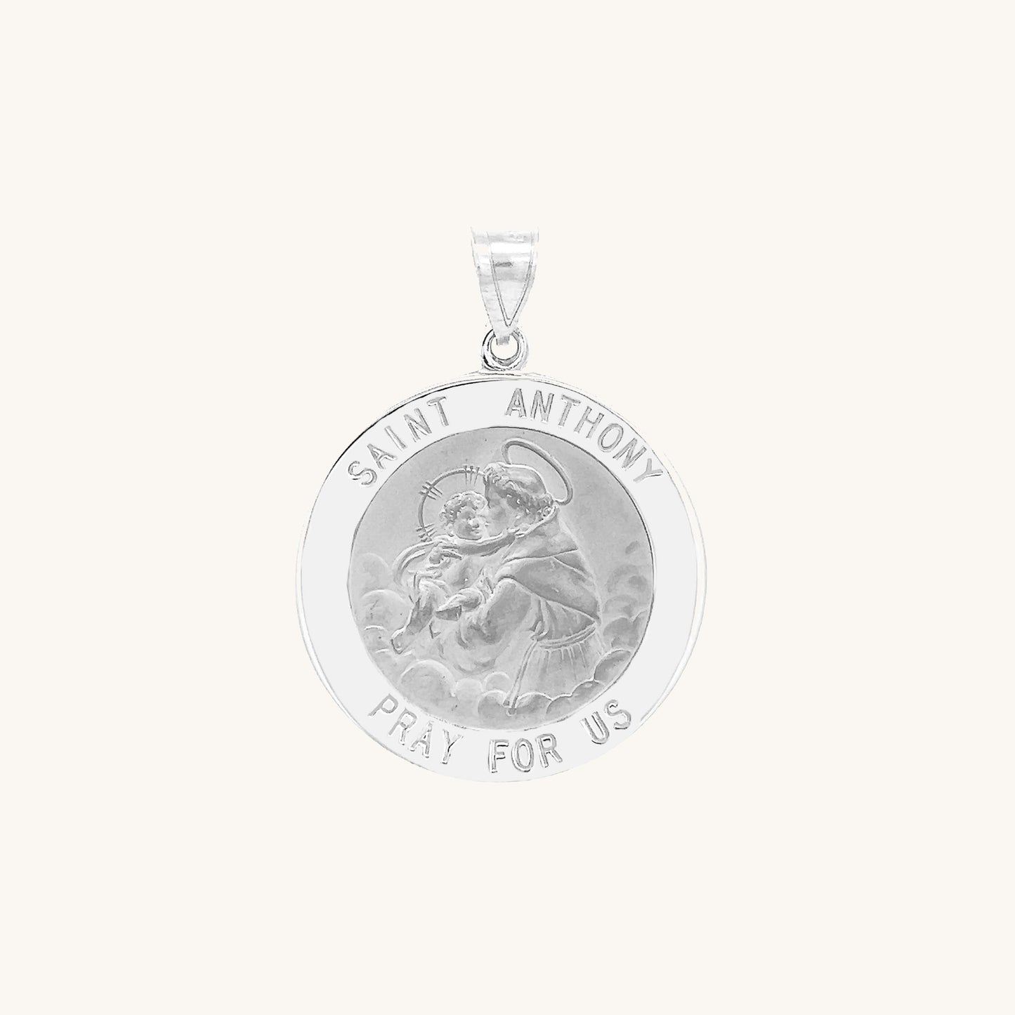 14K White Gold Saint Anthony Medal S