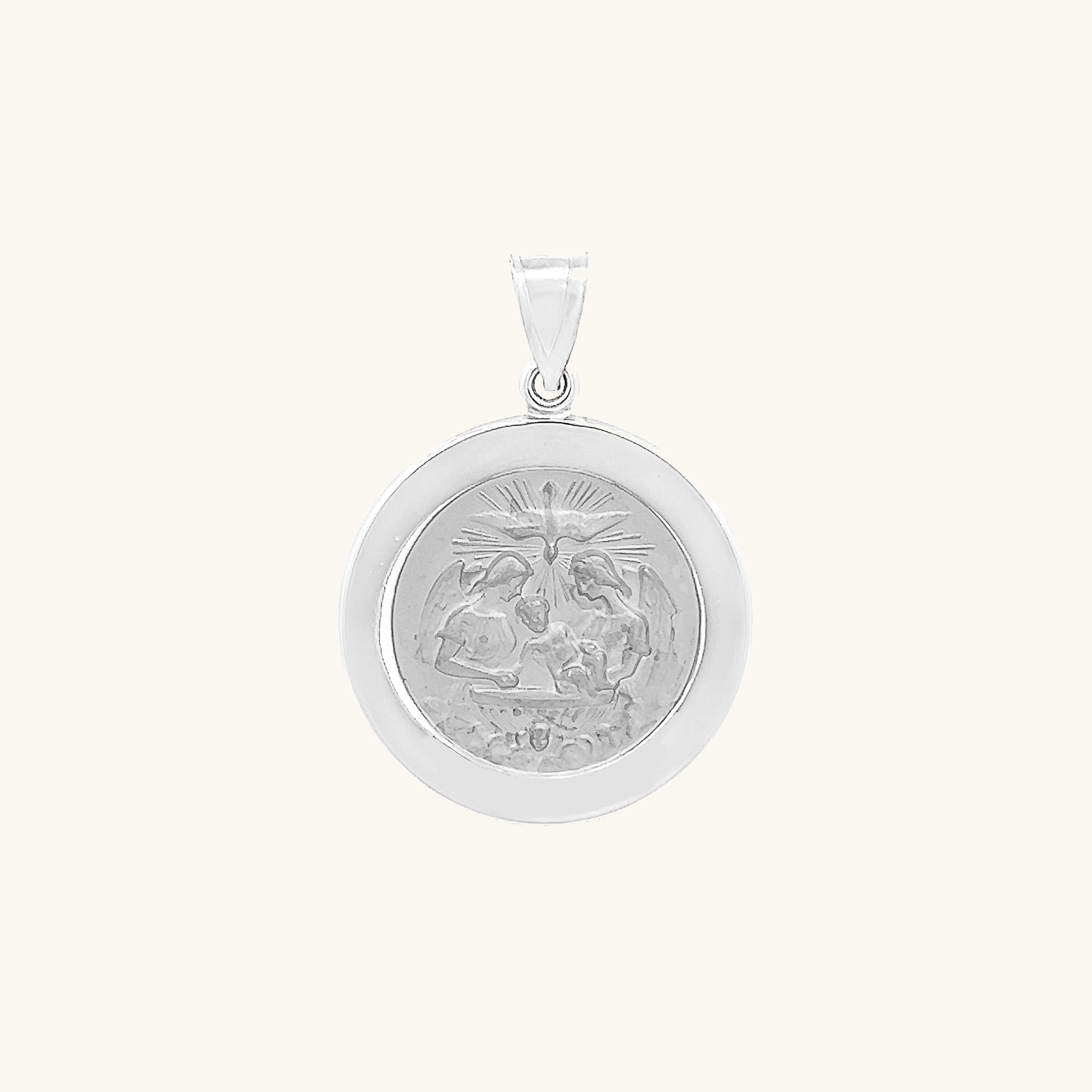 14K White Gold Baptism Medal S